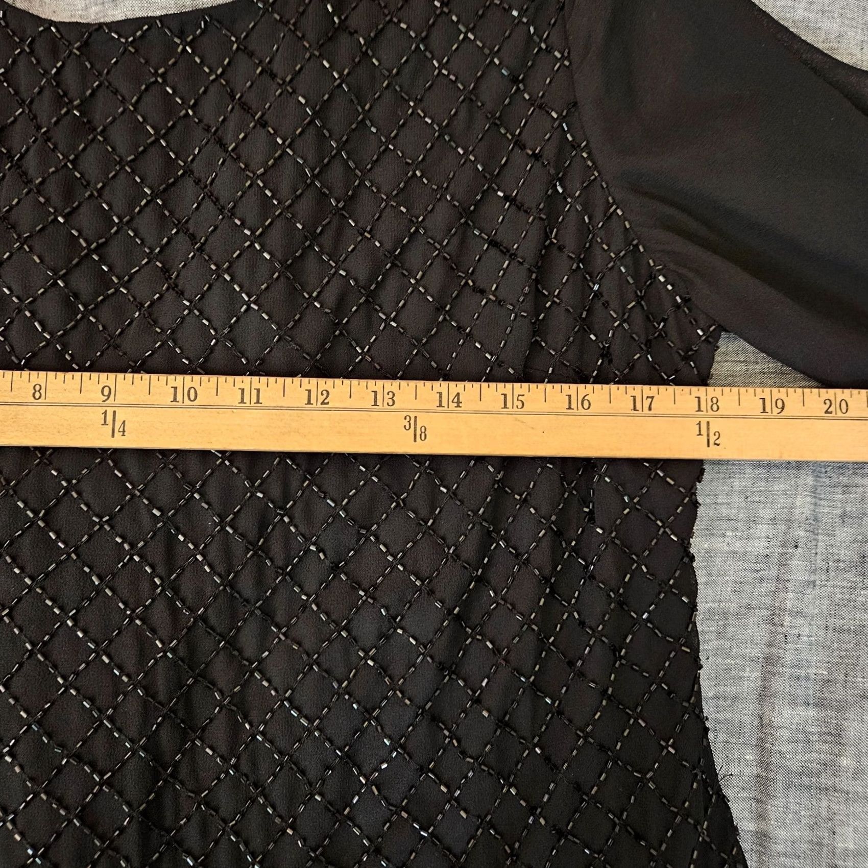 Vintage JS Collection Women Beaded Sheer Sleeve Blouse Black Evening Top Size 14 Shirt Top Size XL / US 12-14 / IT 48-50 - 3 Thumbnail