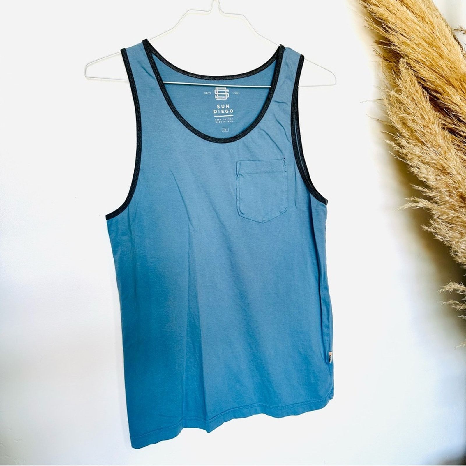 Pacsun MENS SUN DIEGO Navy Blue Pink Aqua Grey Two Tone Tank Top Size US S / EU 44-46 / 1 - 14 Thumbnail