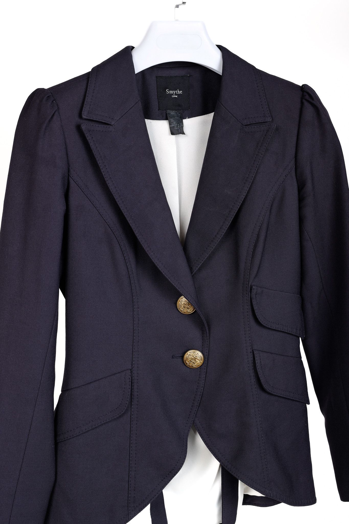 SMYTHE Smythe Navy Wool Twill Equestrian Blazer Size M / US 6-8 / IT 42-44 - 3 Thumbnail