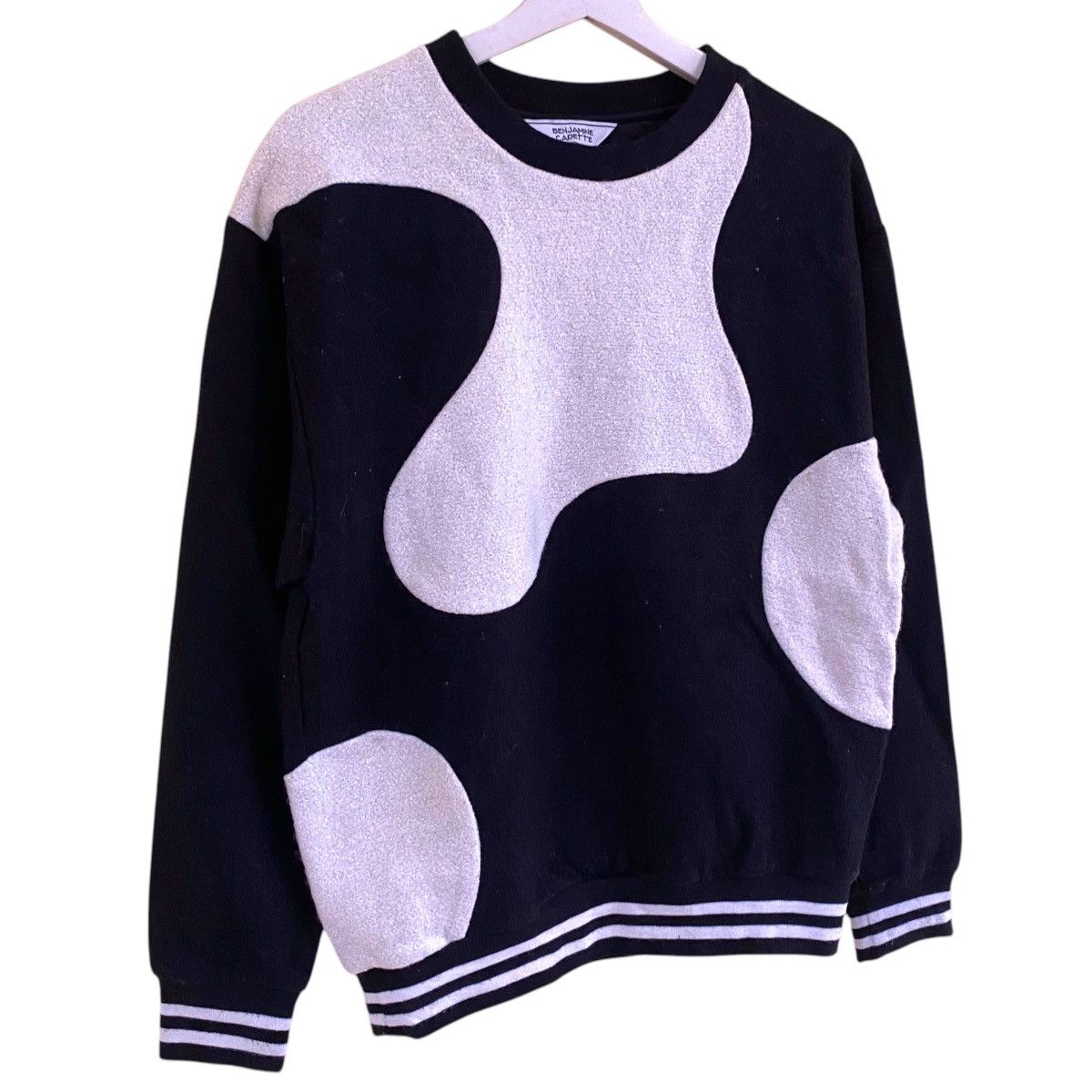 Designer × Japanese Brand 💥 BENJAMINE CADETTE BLACK WHITE WOOL CREWNECK SWEATER Size US M / EU 48-50 / 2 - 3 Thumbnail