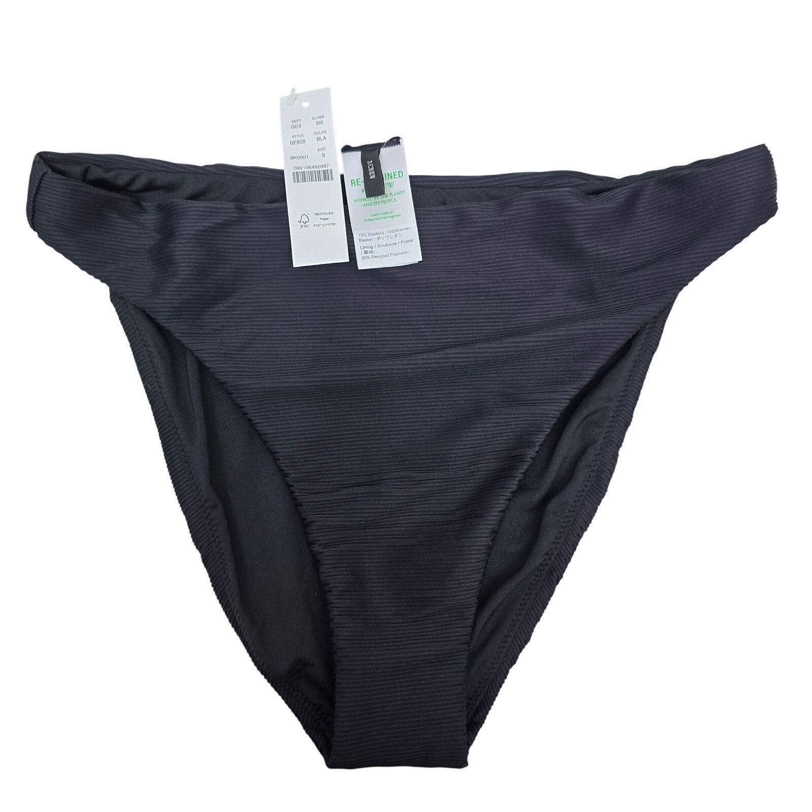 J.Crew NWT J. Crew Ribbed high-rise cheeky bikini bottom Sz S BE808 Size ONE SIZE - 4 Thumbnail