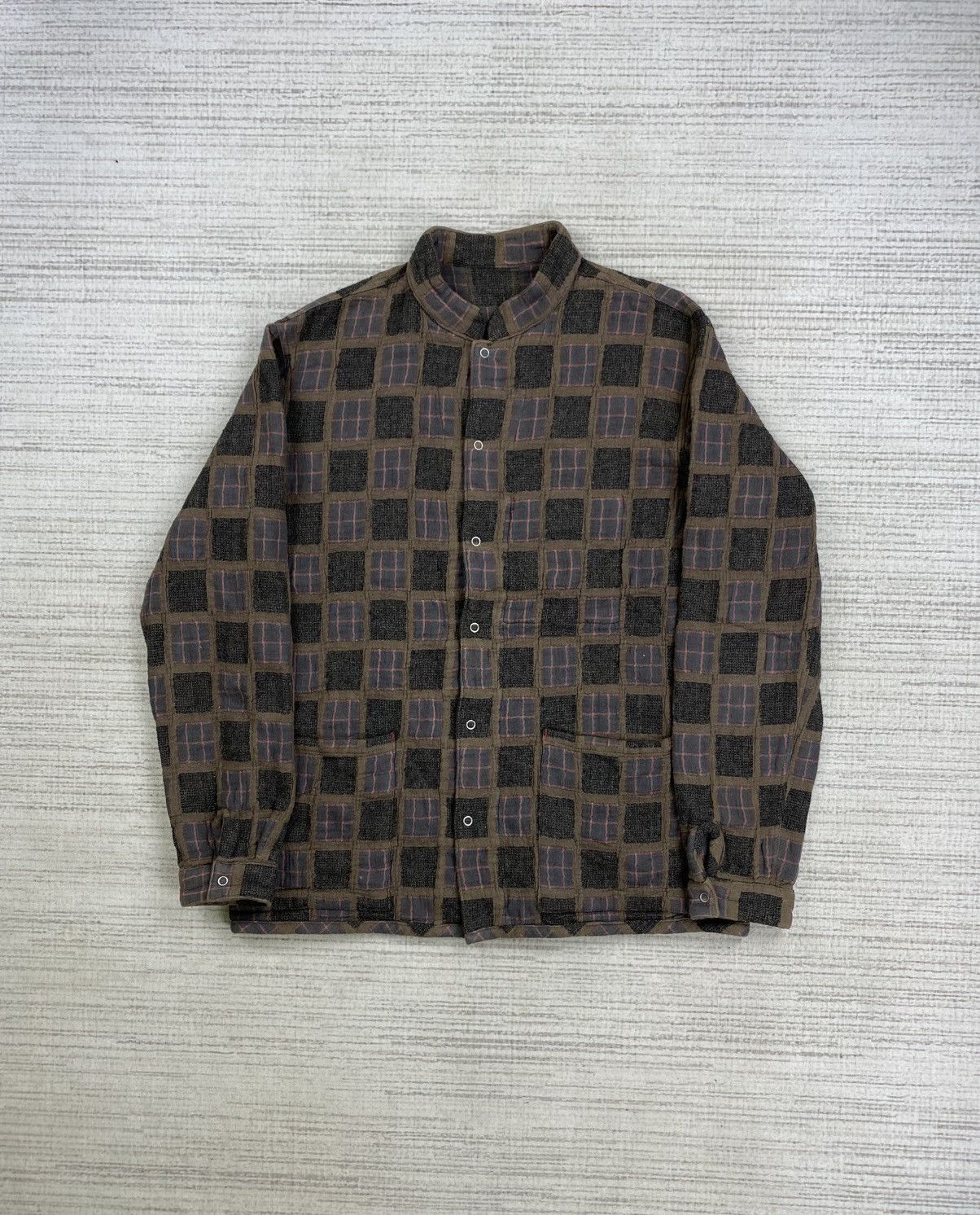 Issey Miyake × Japanese Brand Vintage Boston-Nine Patchwork Plaid Pattern Wool Jacket Size US M / EU 48-50 / 2 - 1 Thumbnail