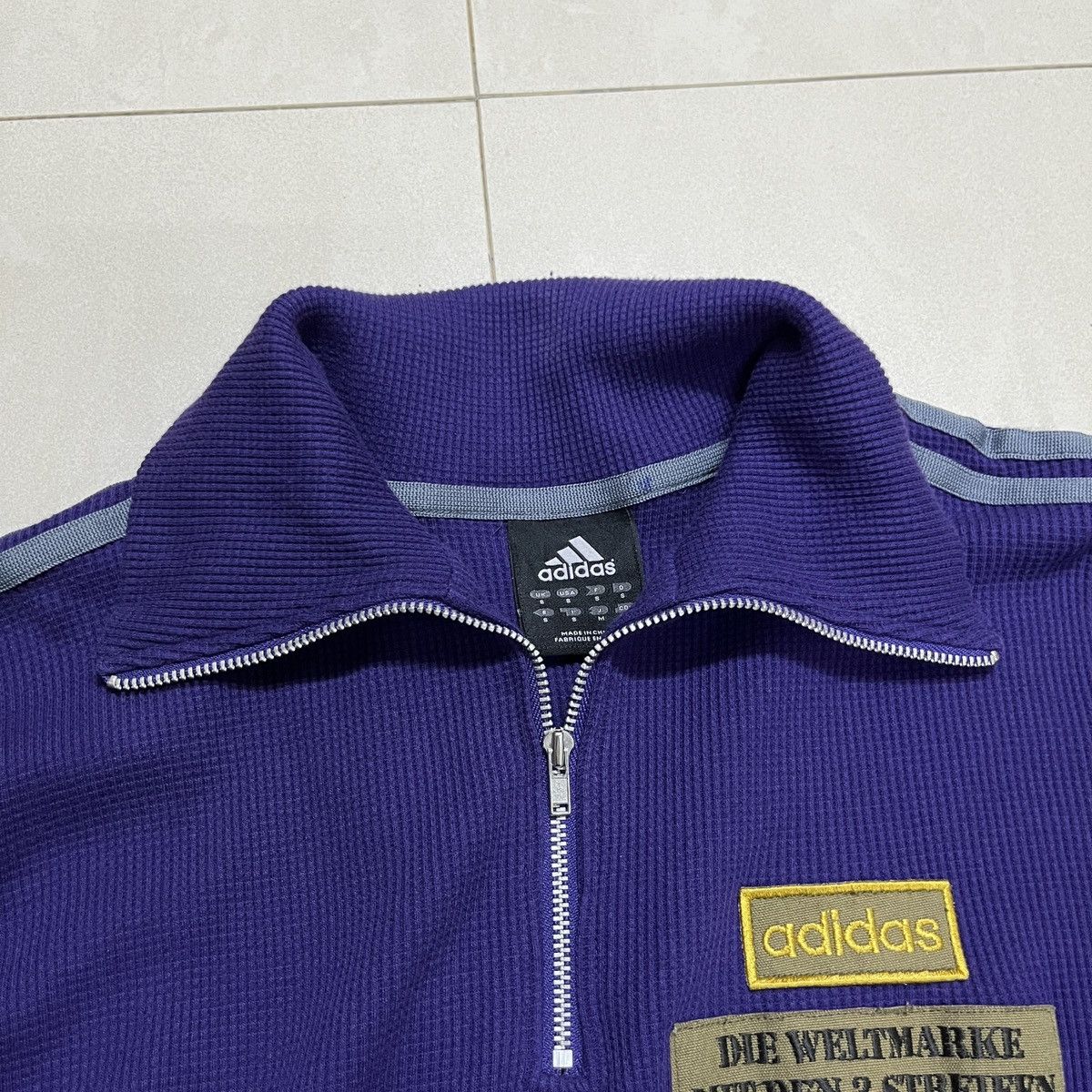 Adidas × Vintage Vintage Adidas 3 Stripes Patches Waffle Tracktop Size US S / EU 44-46 / 1 - 4 Thumbnail