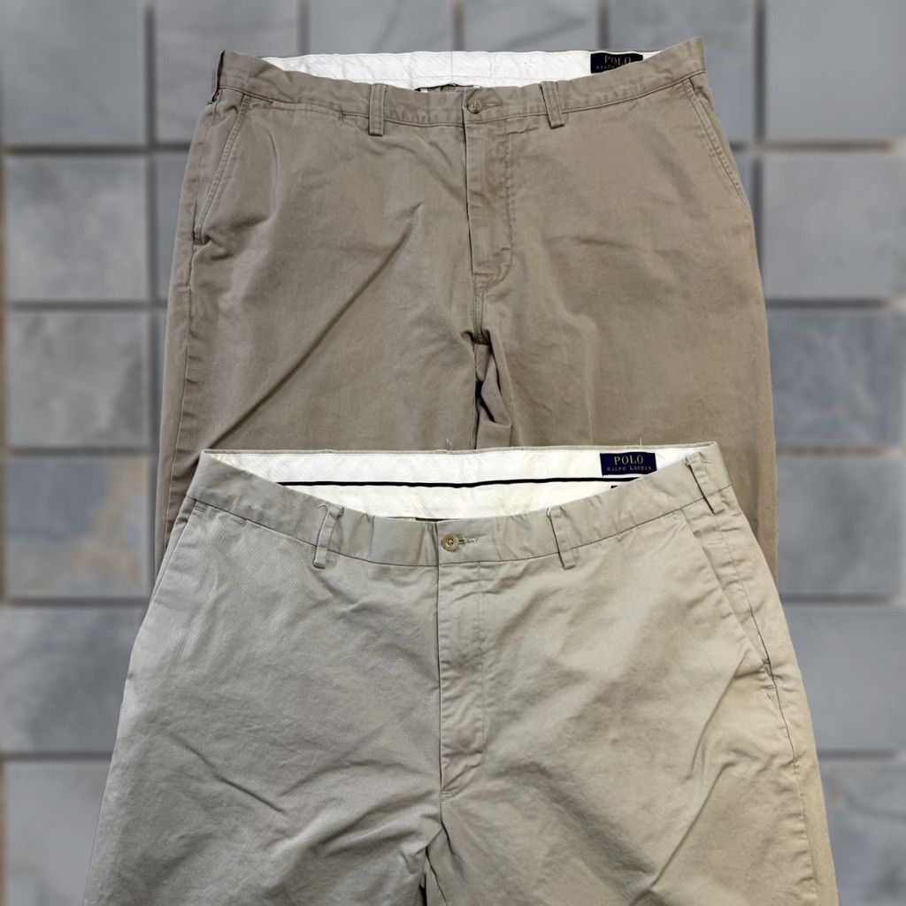 Polo Ralph Lauren Polo Ralph Lauren Pants Mens 37x28 Khaki Classic Straight Chino Twill Cotton Beige Beige Flat Front Slash Pocket 38 Size US M / EU 48-50 / 2 - 1 Thumbnail