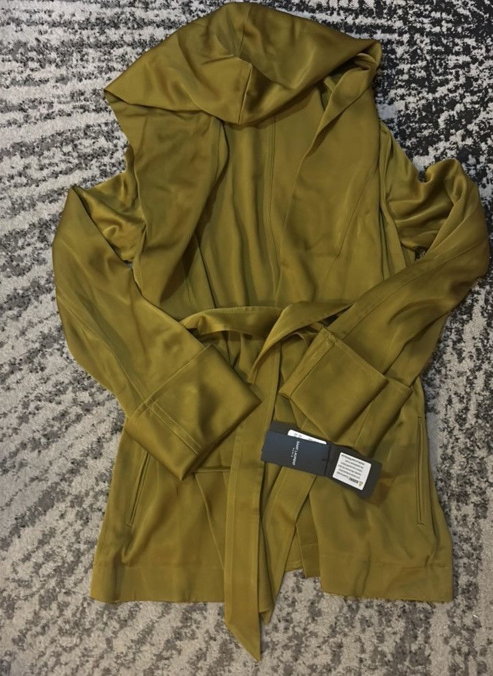 Saint Laurent Paris Saint Laurent Satin Crepe Belted Hooded Jacket Vert Mousse Size XS / US 0-2 / IT 36-38 - 4 Thumbnail