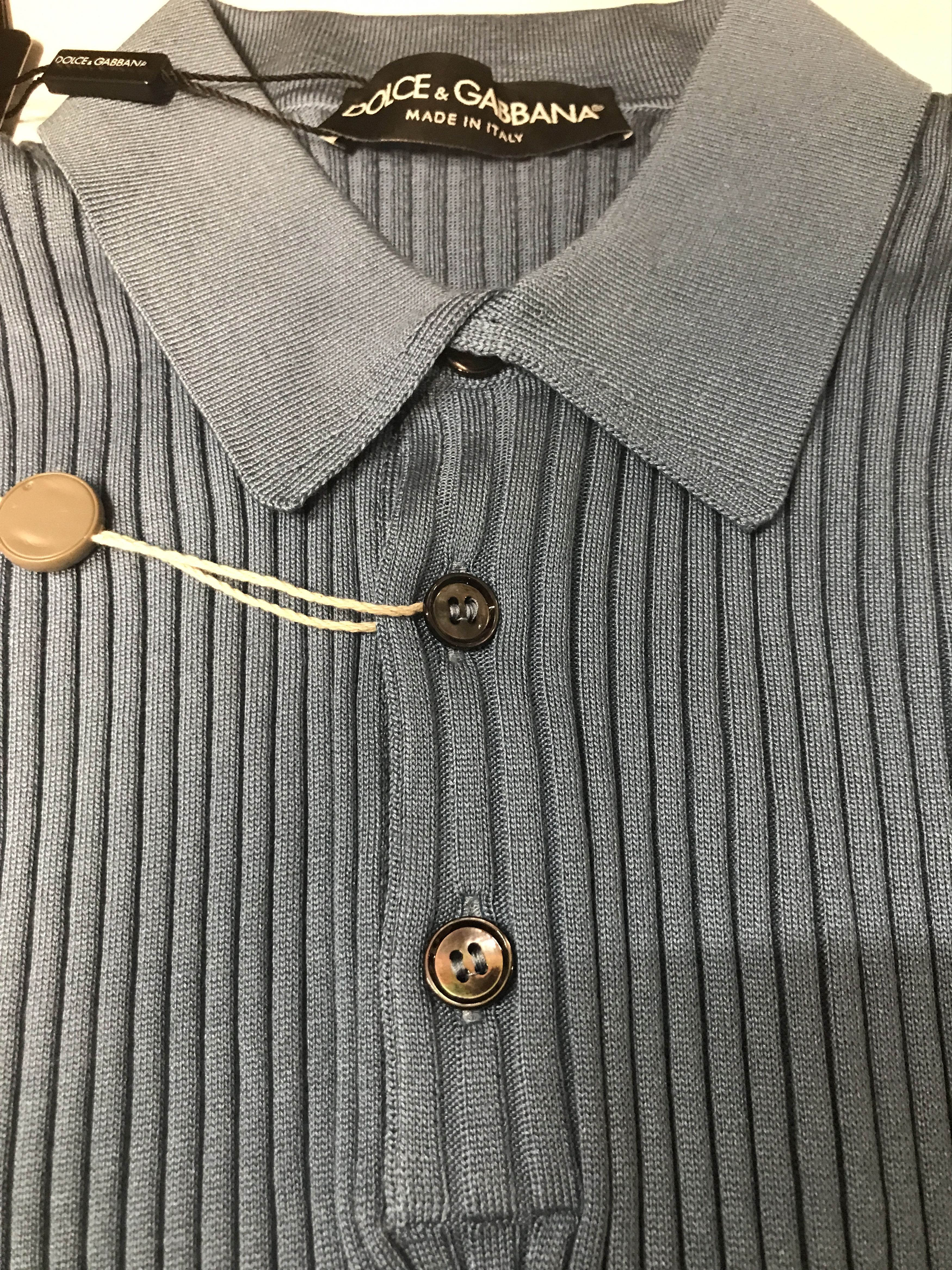 Dolce & Gabbana Dolce & Gabbana Men’s Silk Henley Shirt - Blue Size US S / EU 44-46 / 1 - 8 Thumbnail