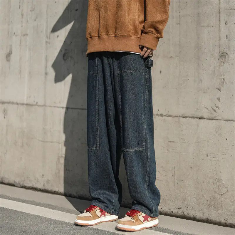 Japanese Brand Retro loose and versatile straight leg jeans Size US 34 / EU 50 - 4 Thumbnail