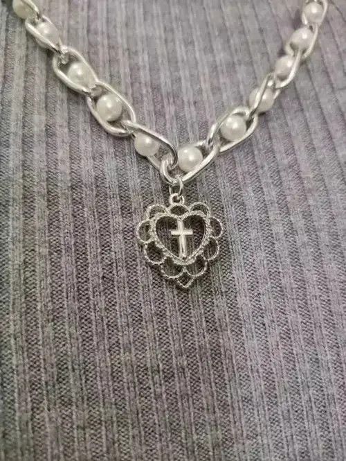 Jewelry Cross Heart Streetwear Necklace Chain Size ONE SIZE - 2 Thumbnail