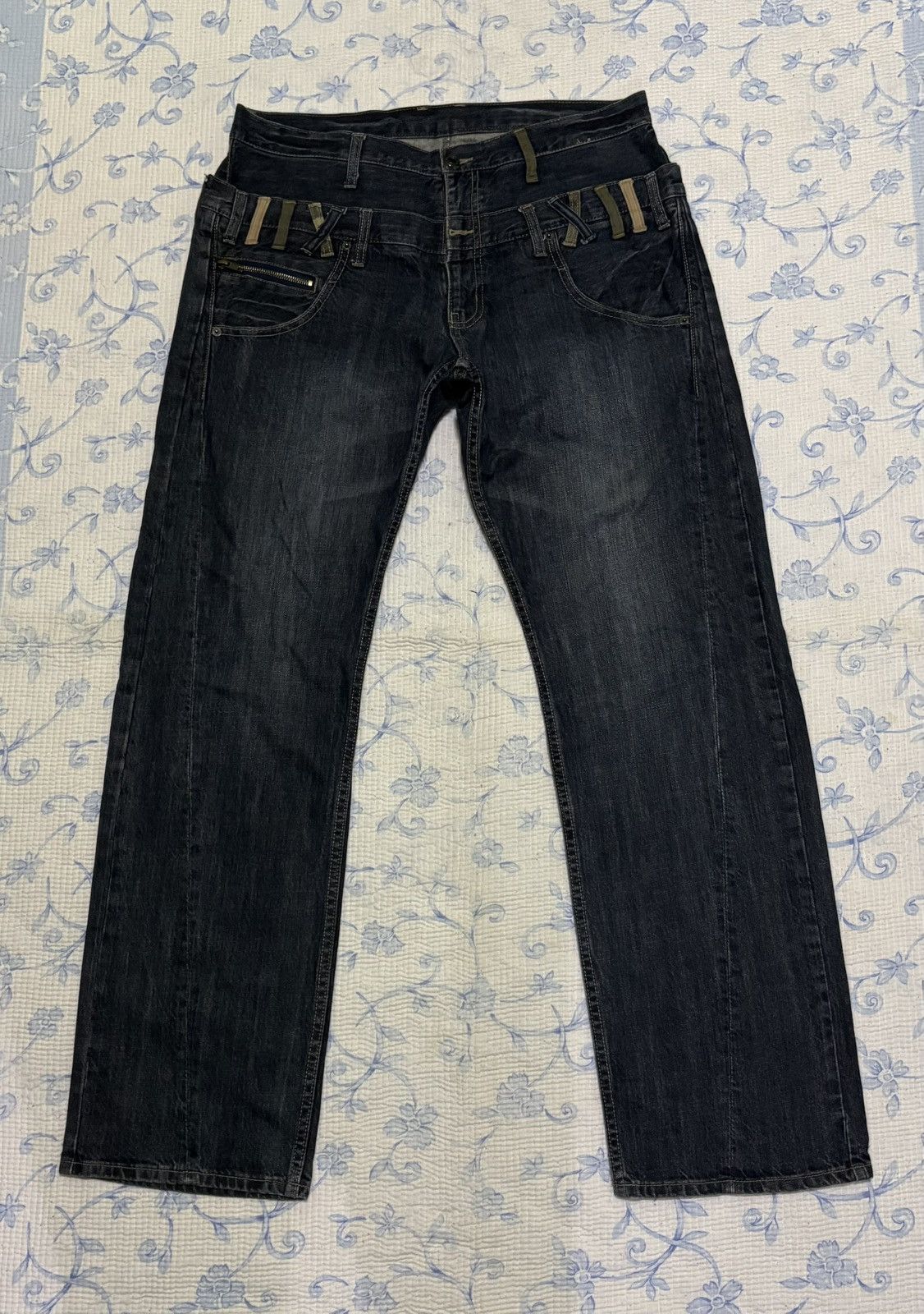 Japanese Brand Japanese High Quality Double Waist Jeans Distressed Denim Size US 34 / EU 50 - 2 Thumbnail