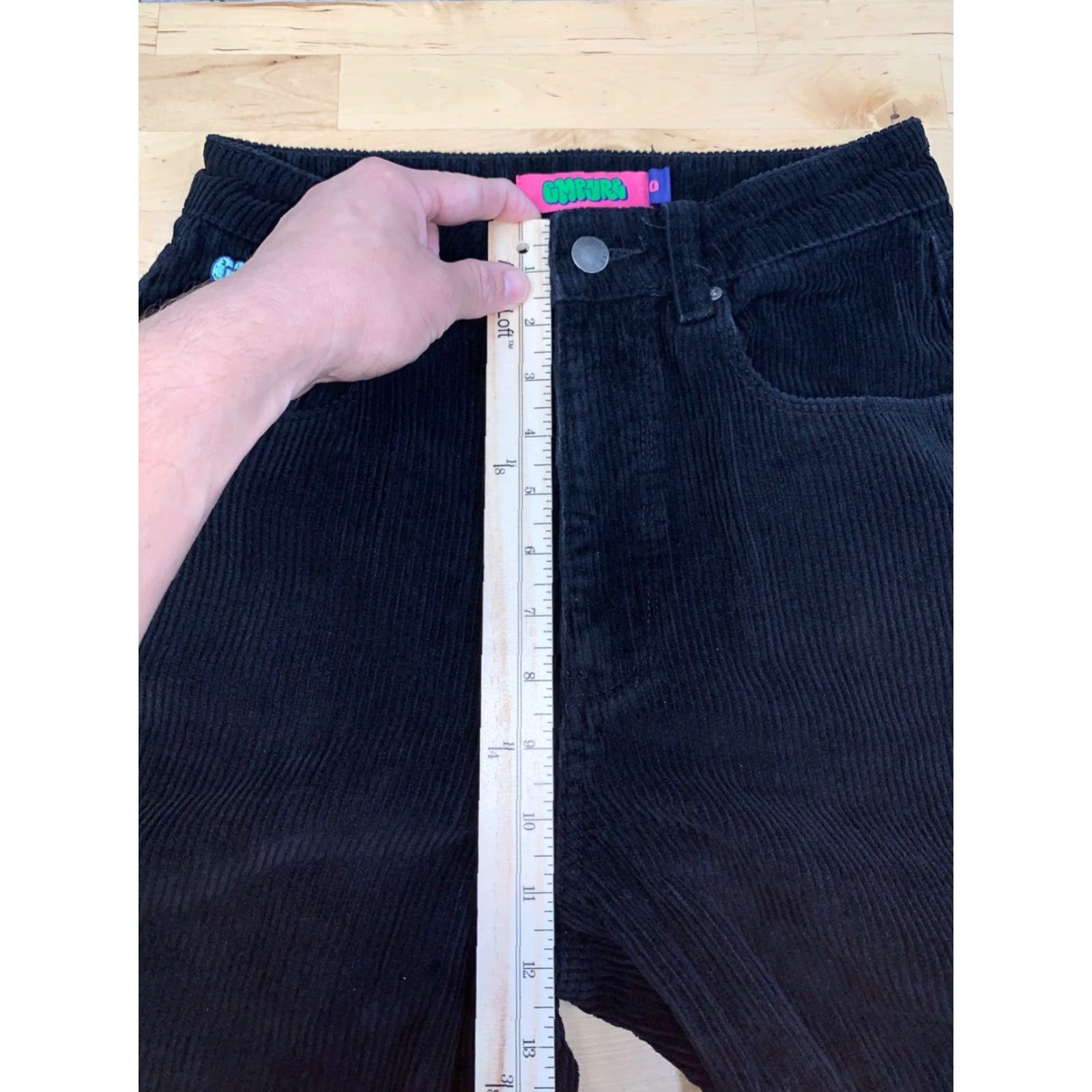 Empyre Empyre Pants Womens 0 Black Corduroy Cropped Wide-Leg Inseam 20 in Punk Skate Tori Size 25" / US 0 / IT 36 - 6 Thumbnail