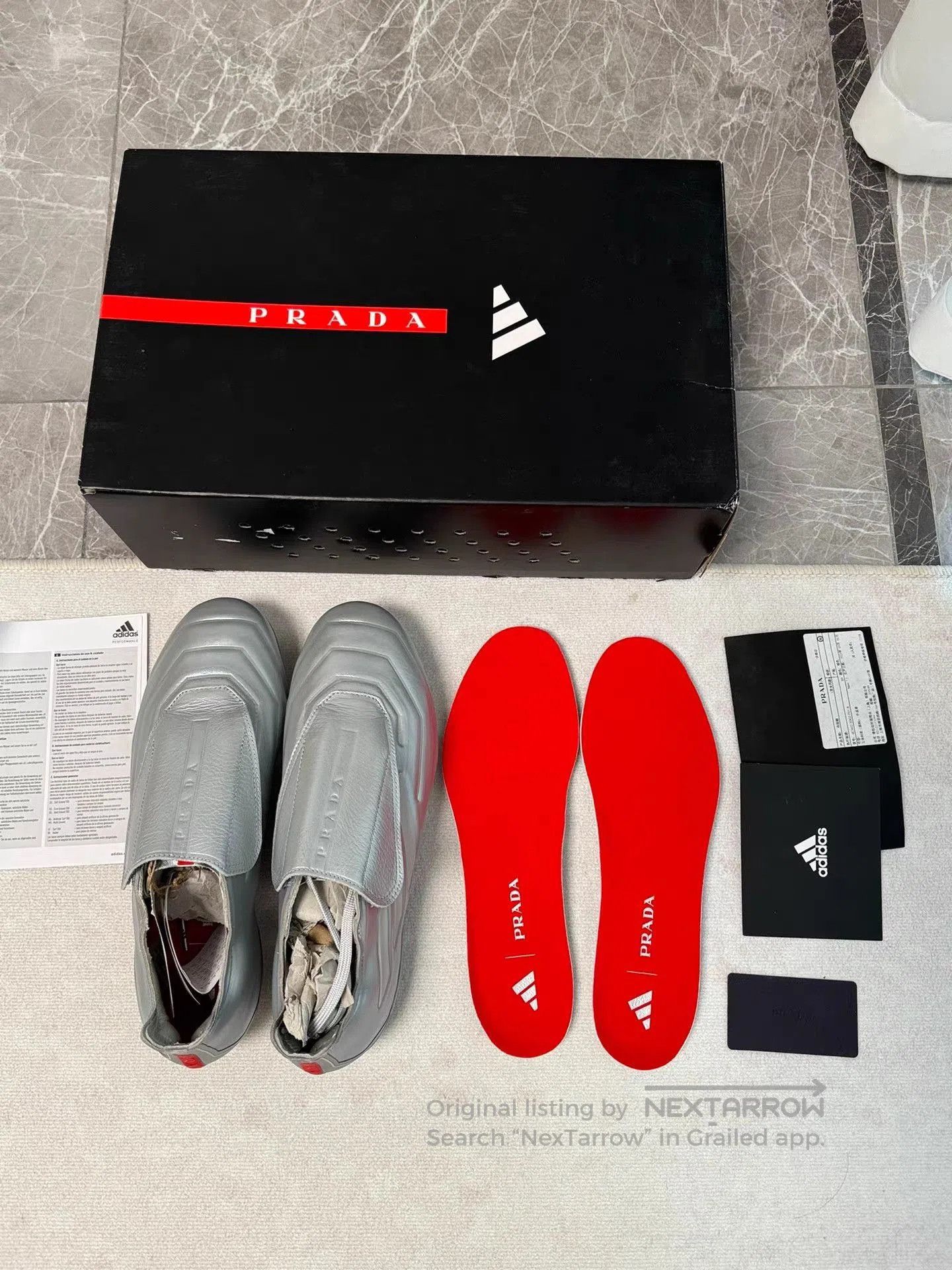 Prada Silver Leather Athletic Cleats Size 8.5. Size US 8.5 / EU 41-42 - 4 Thumbnail