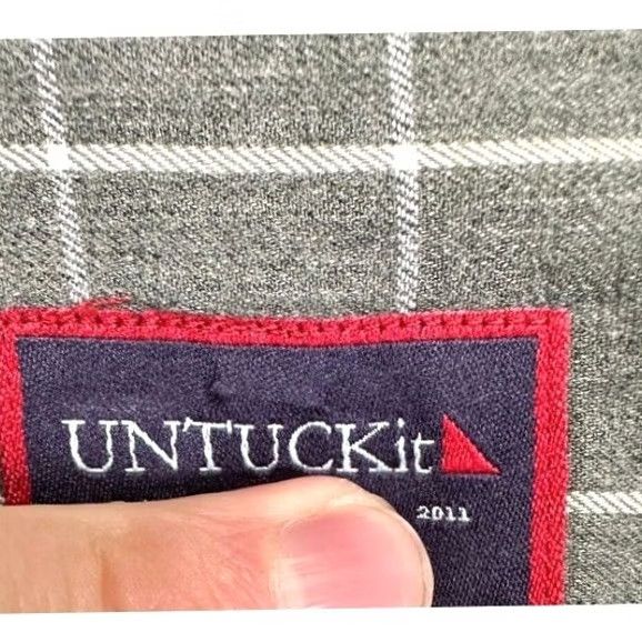 UNTUCKit UNTUCKit Shirt Button Up Mens 2XL Grey Slim Fit Long Sleeve Window Pane Check Size US XXL / EU 58 / 5 - 5 Thumbnail