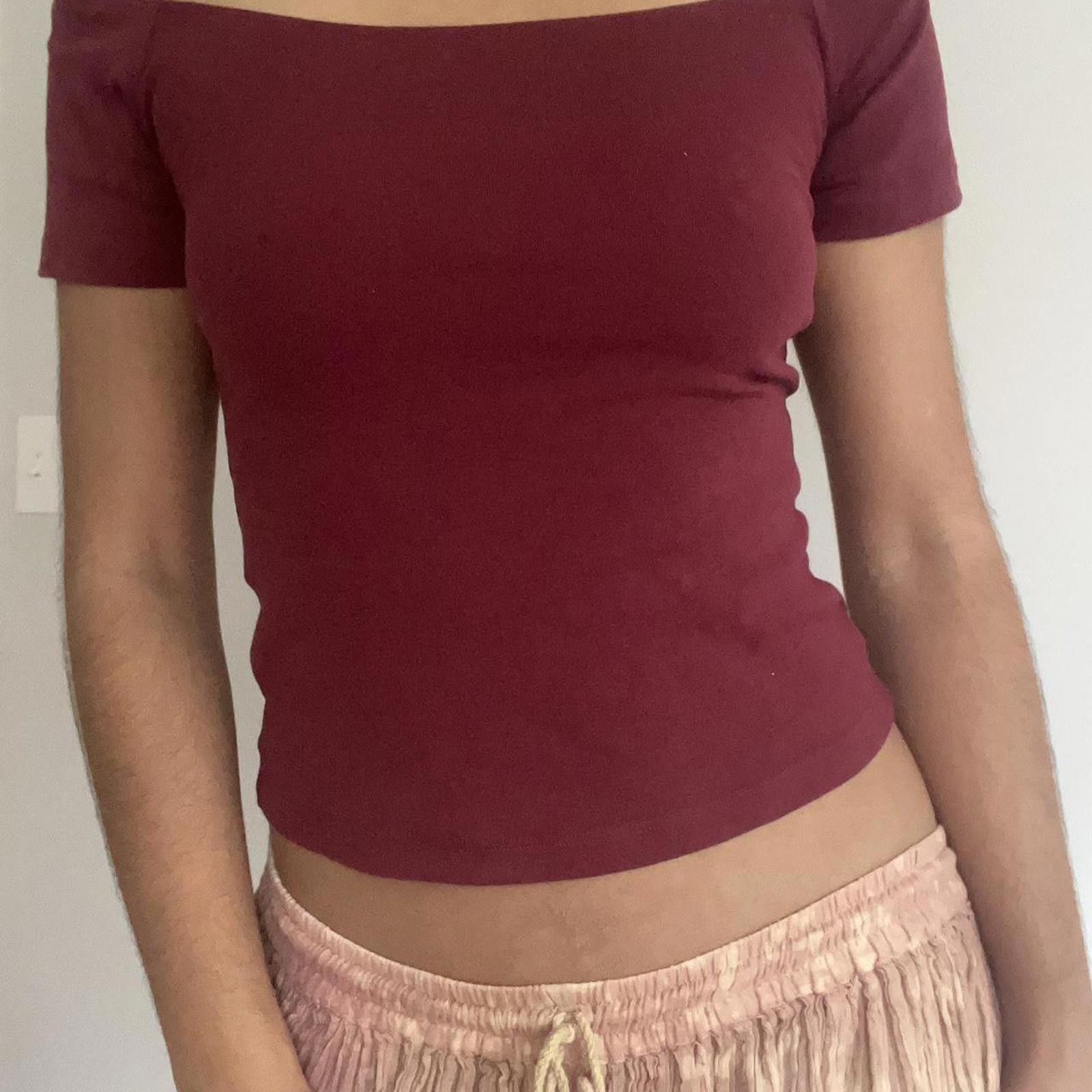 Mango Burgundy off the shoulder top #offtheshoulder Size S / US 4 / IT 40 - 6 Thumbnail
