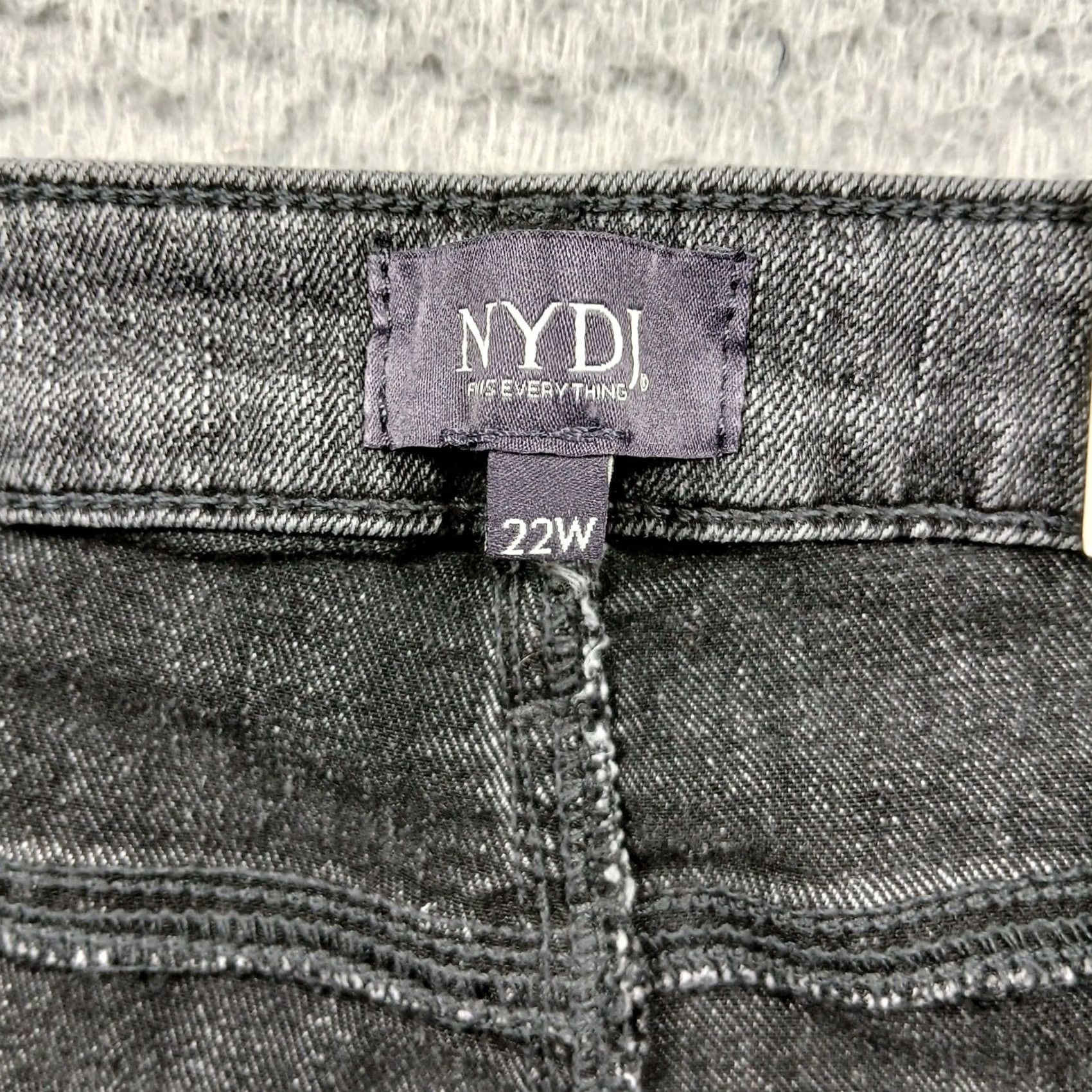 NYDJ VINTAGE? No. NYDJ Teresa Wide Leg Contrast Side Stripe Jeans Womens 22W Grey Raw Hem NWT Size 40" / US 18 - 4 Thumbnail