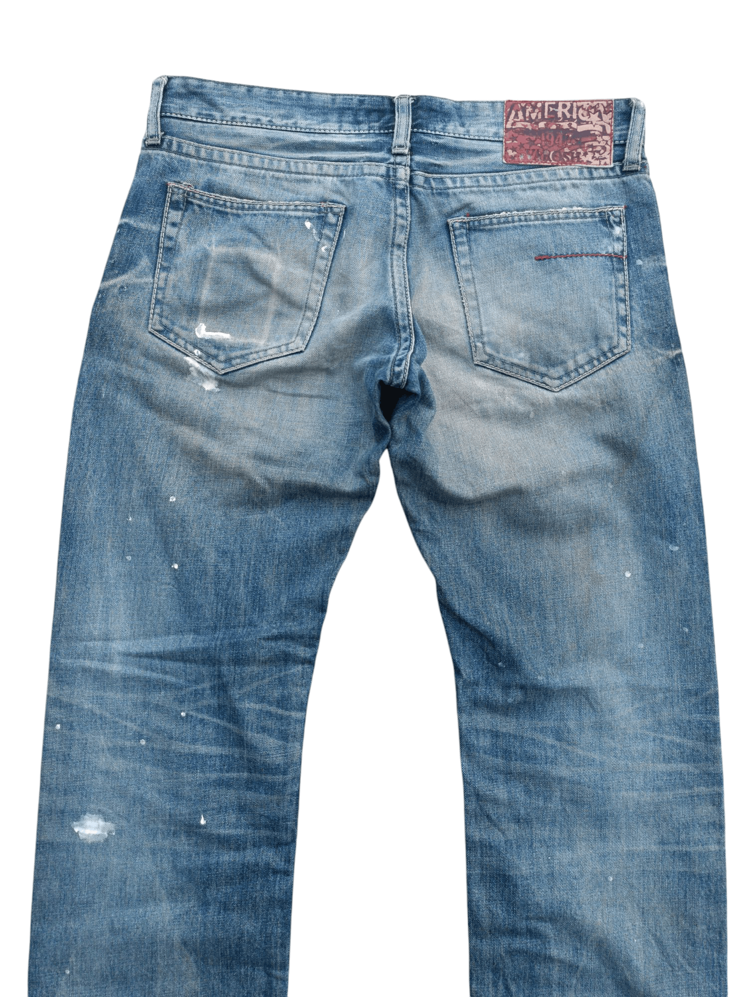 Japanese Brand × Vintage Japanese Varosh Splash Painted Whiskers Faded Denim E221 Size US 32 / EU 48 - 5 Thumbnail