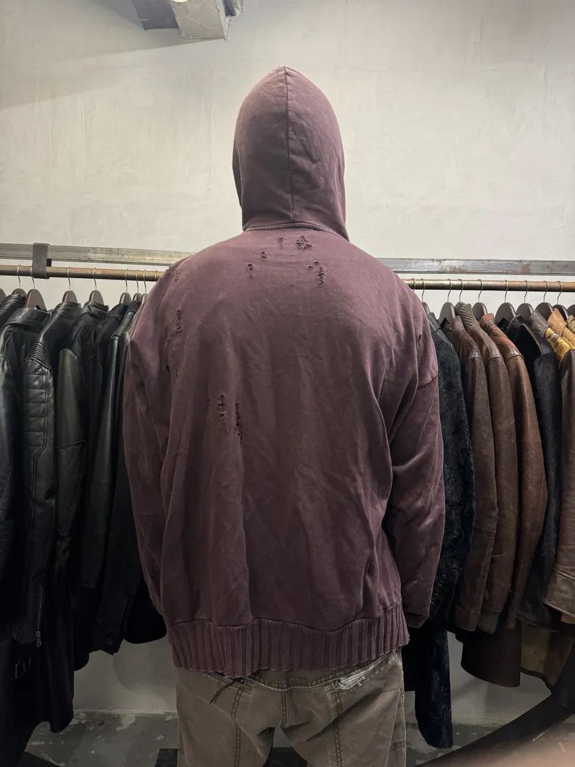 Diesel × Vintage Diesel Bordeaux Destroyed Zip-Up Hoodie Size US XL / EU 56 / 4 - 2 Thumbnail