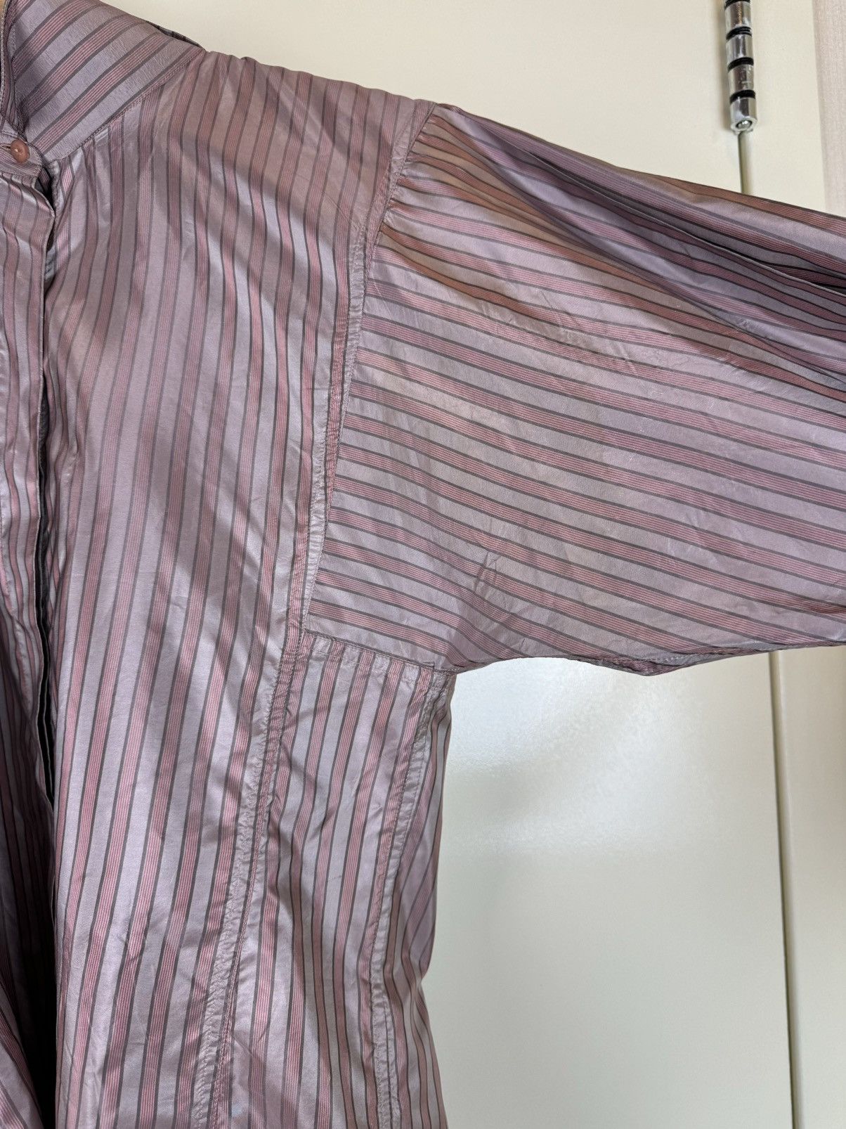 Jil Sander Jil Sander Vintage Silk Striped Shirt Blouse Dracula Collar Size S / US 4 / IT 40 - 9 Thumbnail
