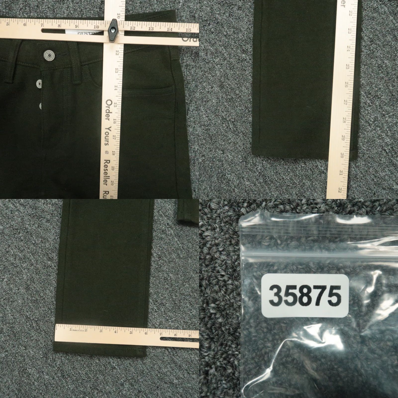 Gustin Gustin Pants Mens 29x30 Olive Green 5-Pocket Trouser Slim Fit Wool Nylon Chino Size US 29 - 8 Thumbnail