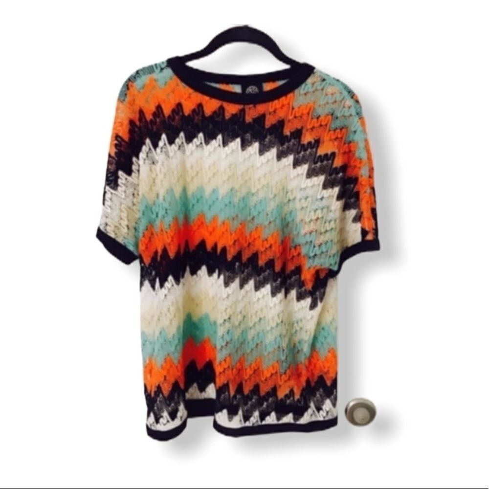 Other Bobeau Multicolor Chevron Crochet Knit Top – Size S Size S / US 4 / IT 40 - 2 Thumbnail