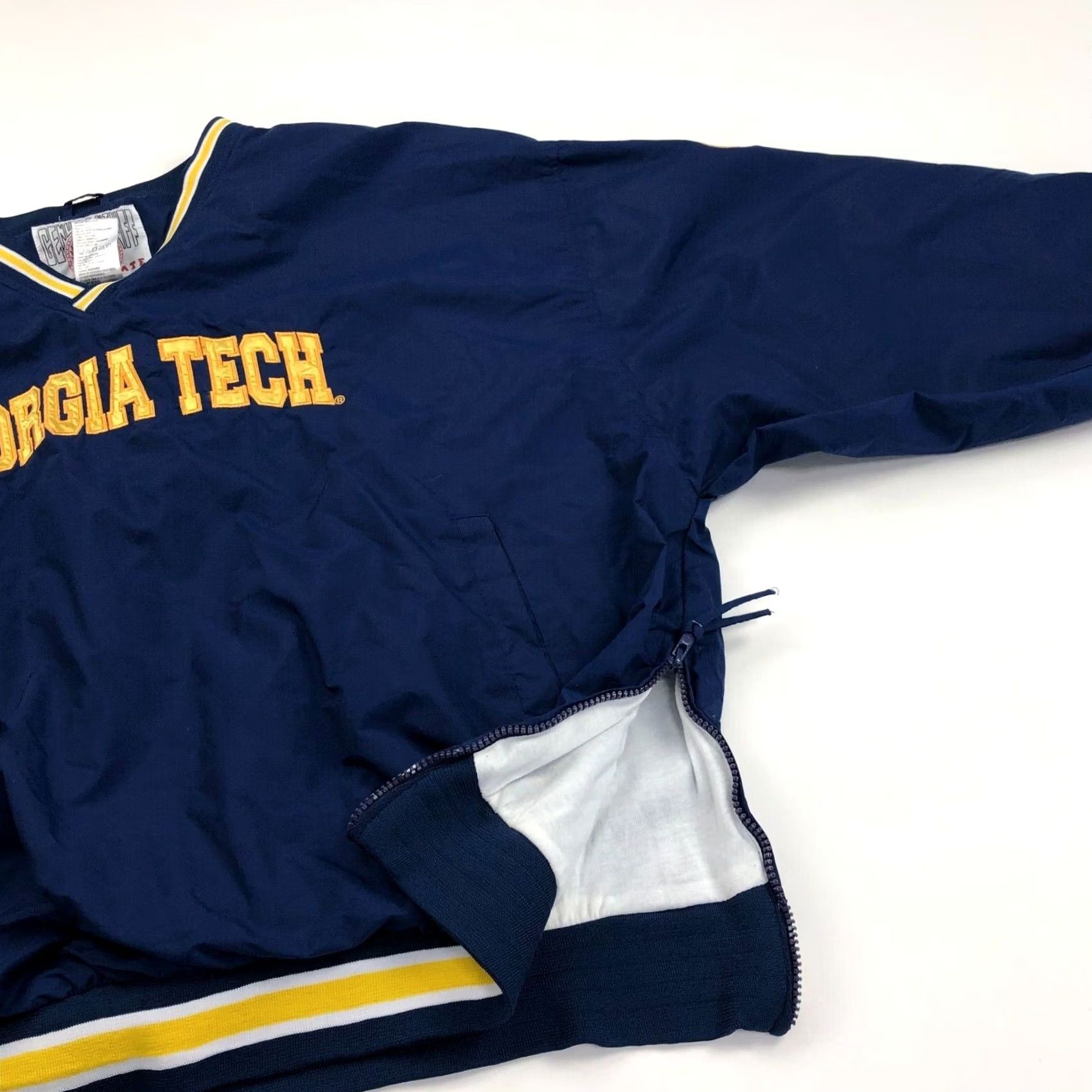 Vintage Georgia Tech Genuine Stuff Collegiate Blue V-Neck Nylon Lined Jacket XXL MINT Size US XXL / EU 58 / 5 - 5 Thumbnail