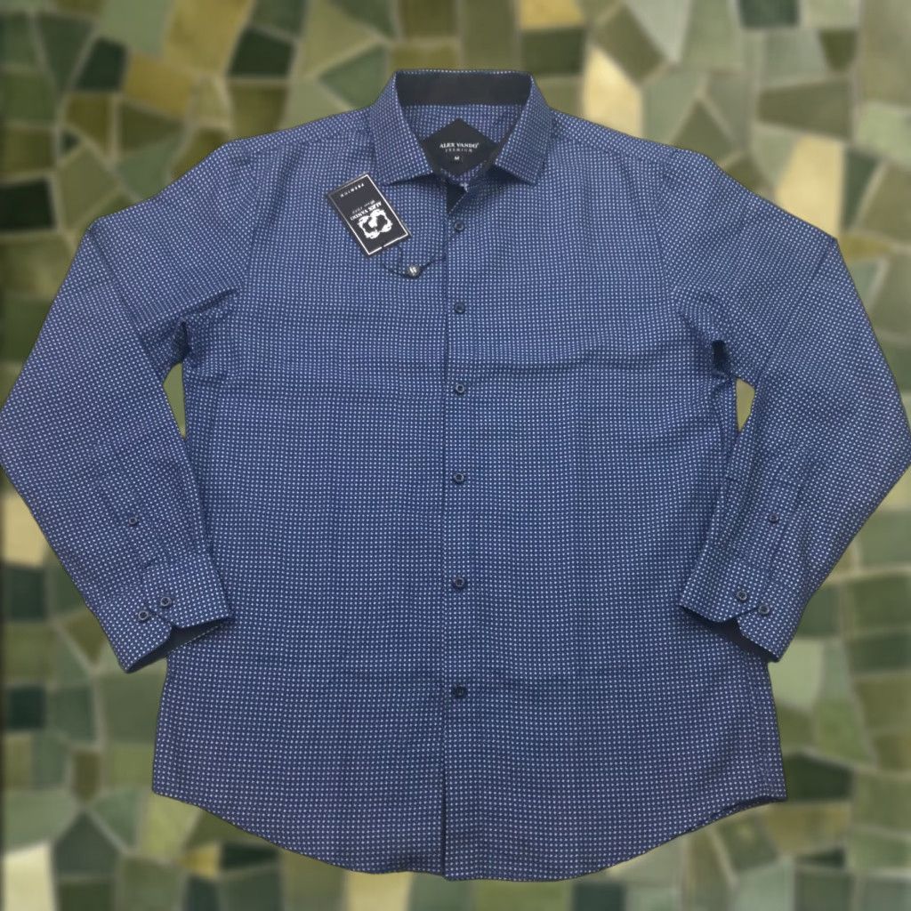 Vintage Alex Vando Mens Shirt Blue Button-Down Long Sleeve Microfiber Size US M / EU 48-50 / 2 - 1 Thumbnail