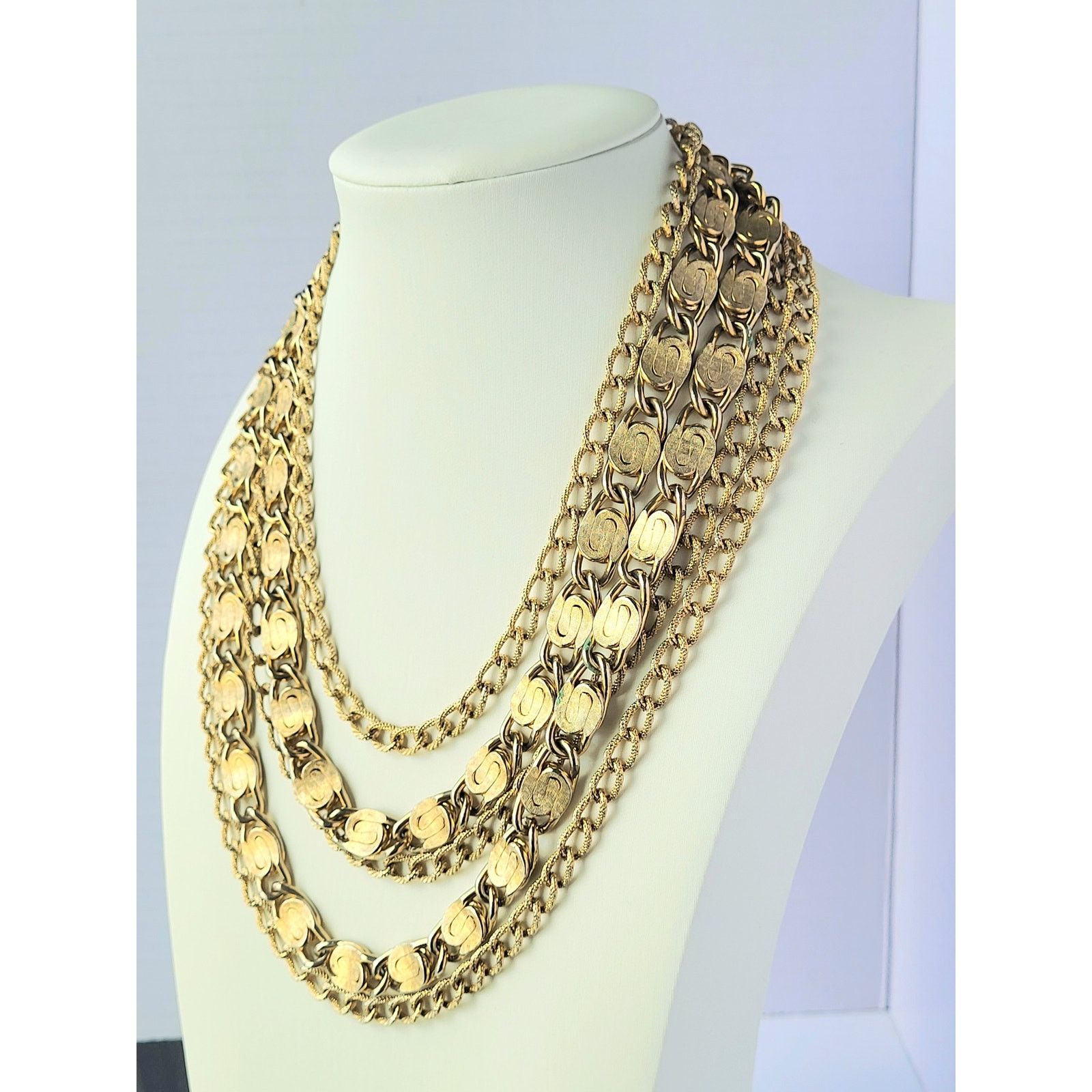Other 1960s Vintage Coro Signed 5-strand Necklace Gold Tone MCM Size ONE SIZE - 2 Thumbnail