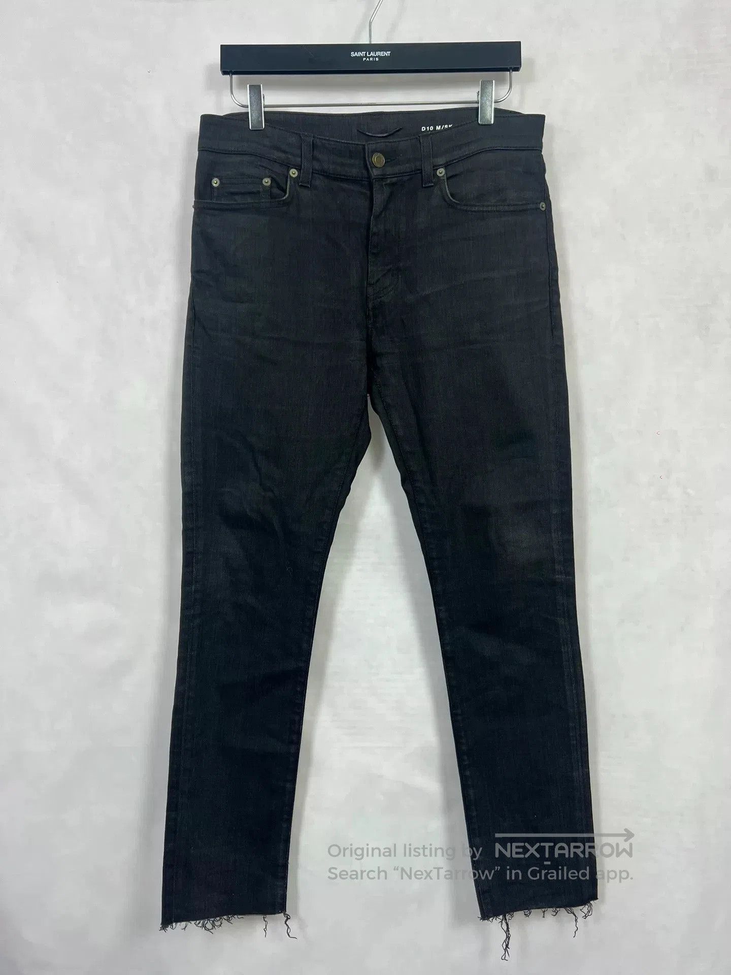 Saint Laurent Paris Saint Laurent Black Fringed Denim Pants. Size US 31 - 1 Thumbnail
