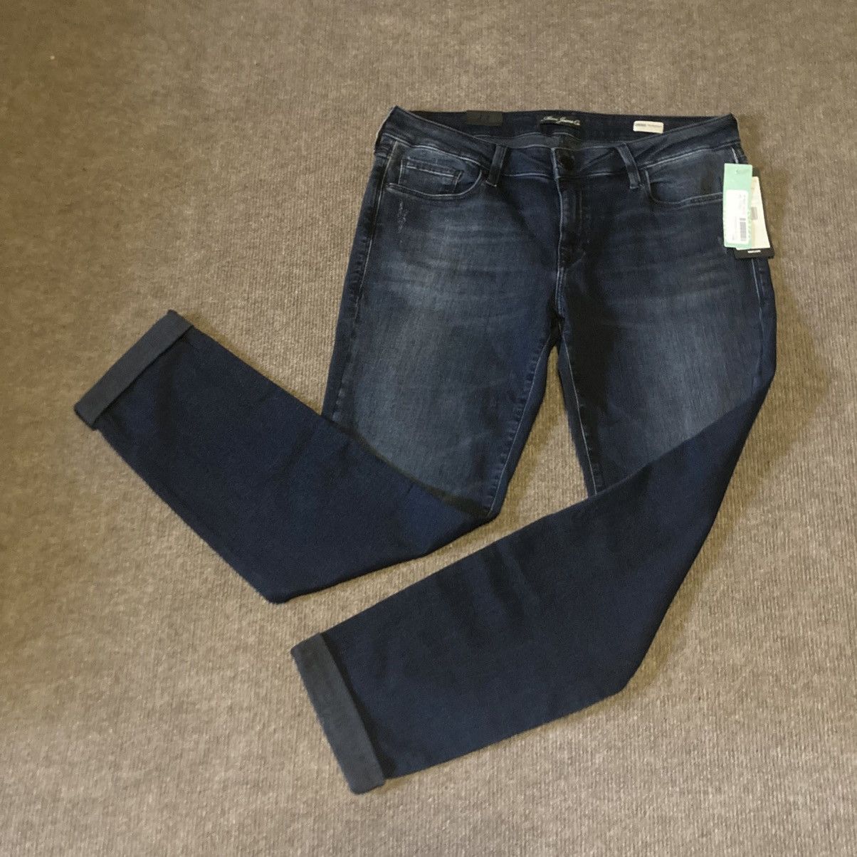 Mavi NEW Mavi Emma Boyfriend Jeans 32 Ink Used Tribeca 2010s Size 33" - 2 Thumbnail