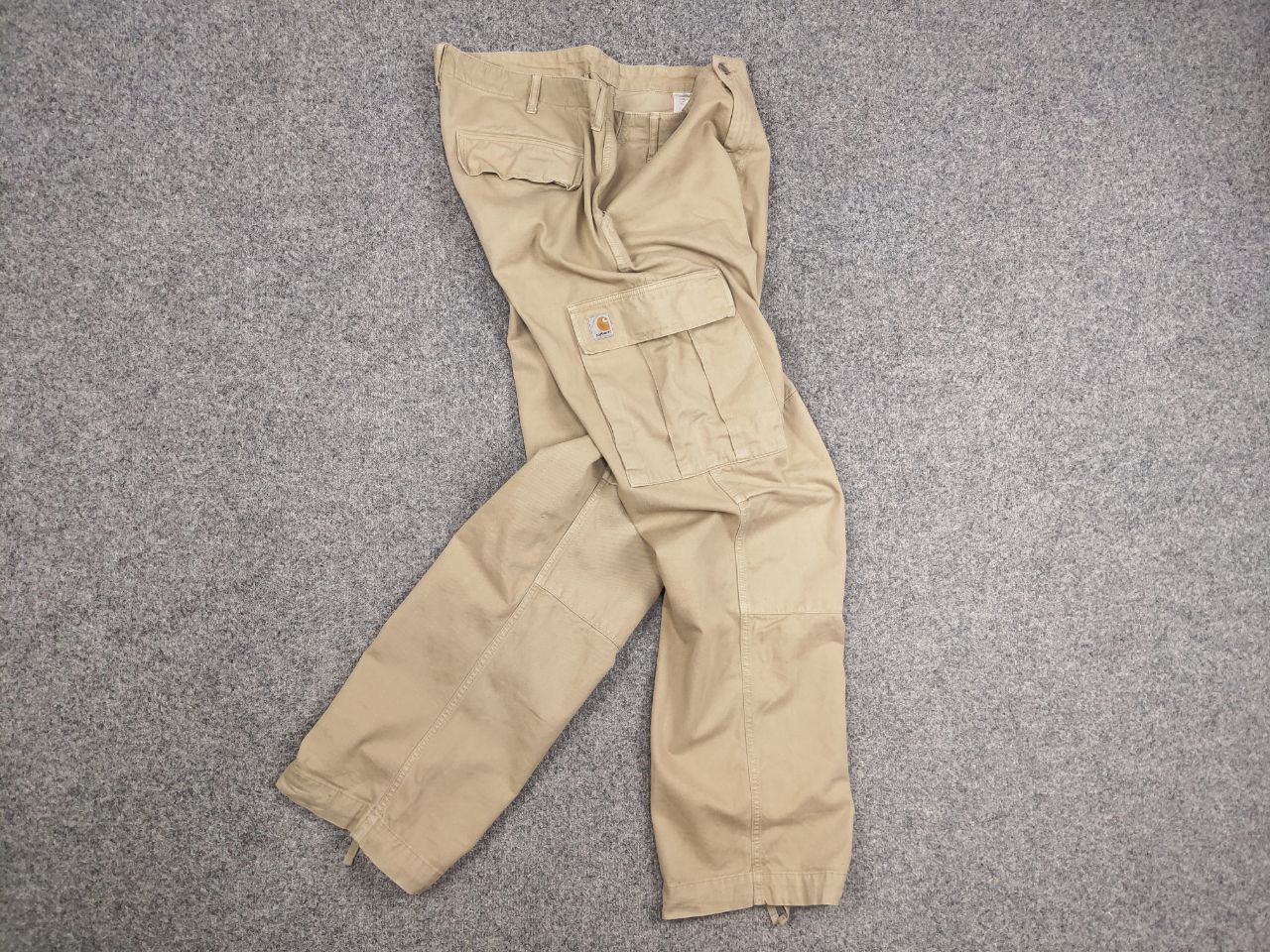 Carhartt × Vintage Vintage 90's Carhartt Beige Faded Canvas Regular Cargo Pants Size US 38 / EU 54 - 13 Thumbnail