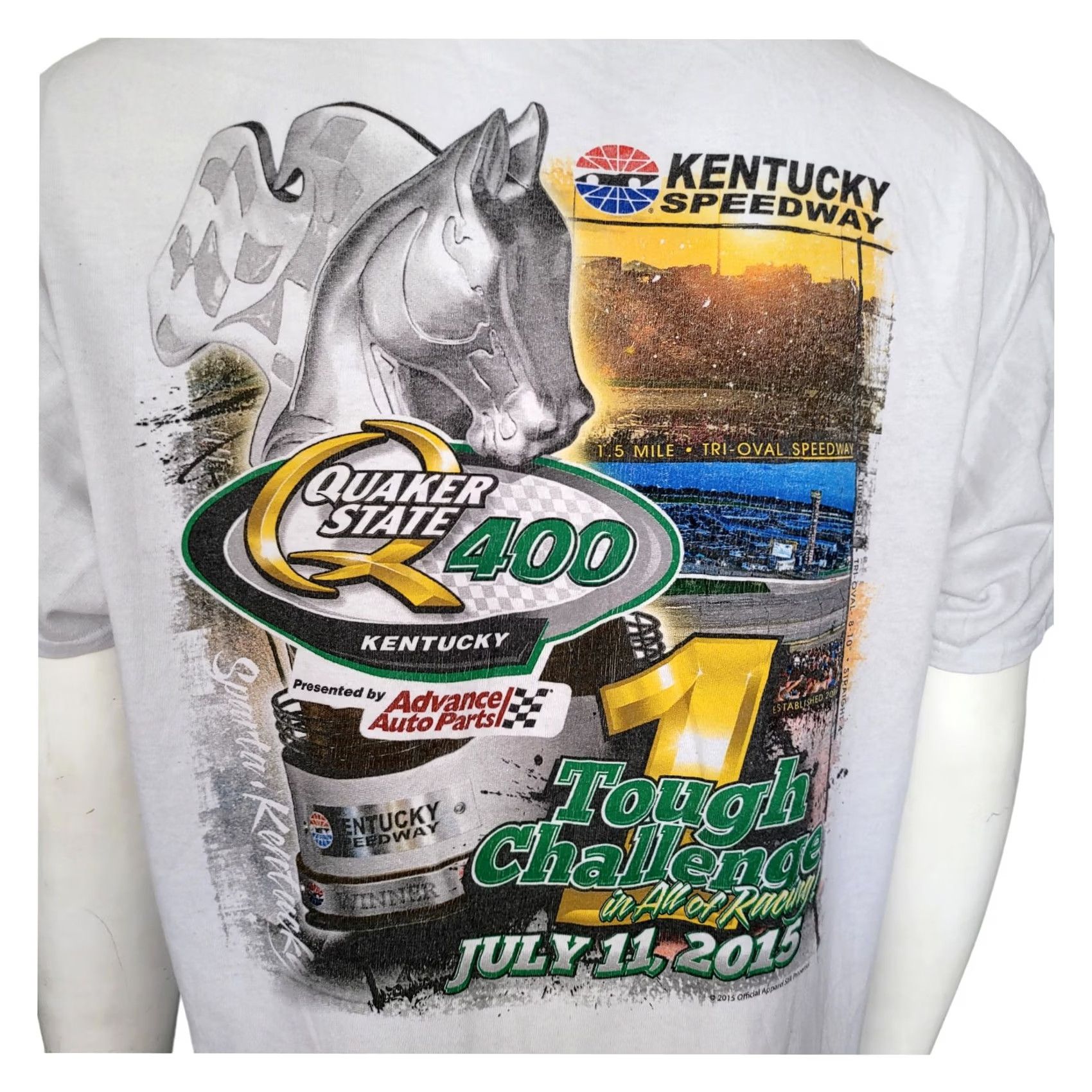 Vintage VINTAGE 2015 Quaker State 400 Kentucky Speedway NASCAR T-Shirt XL Advance Auto Parts - 100% Cotton White Mens T-Shirt Size US XL / EU 56 / 4 - 5 Thumbnail