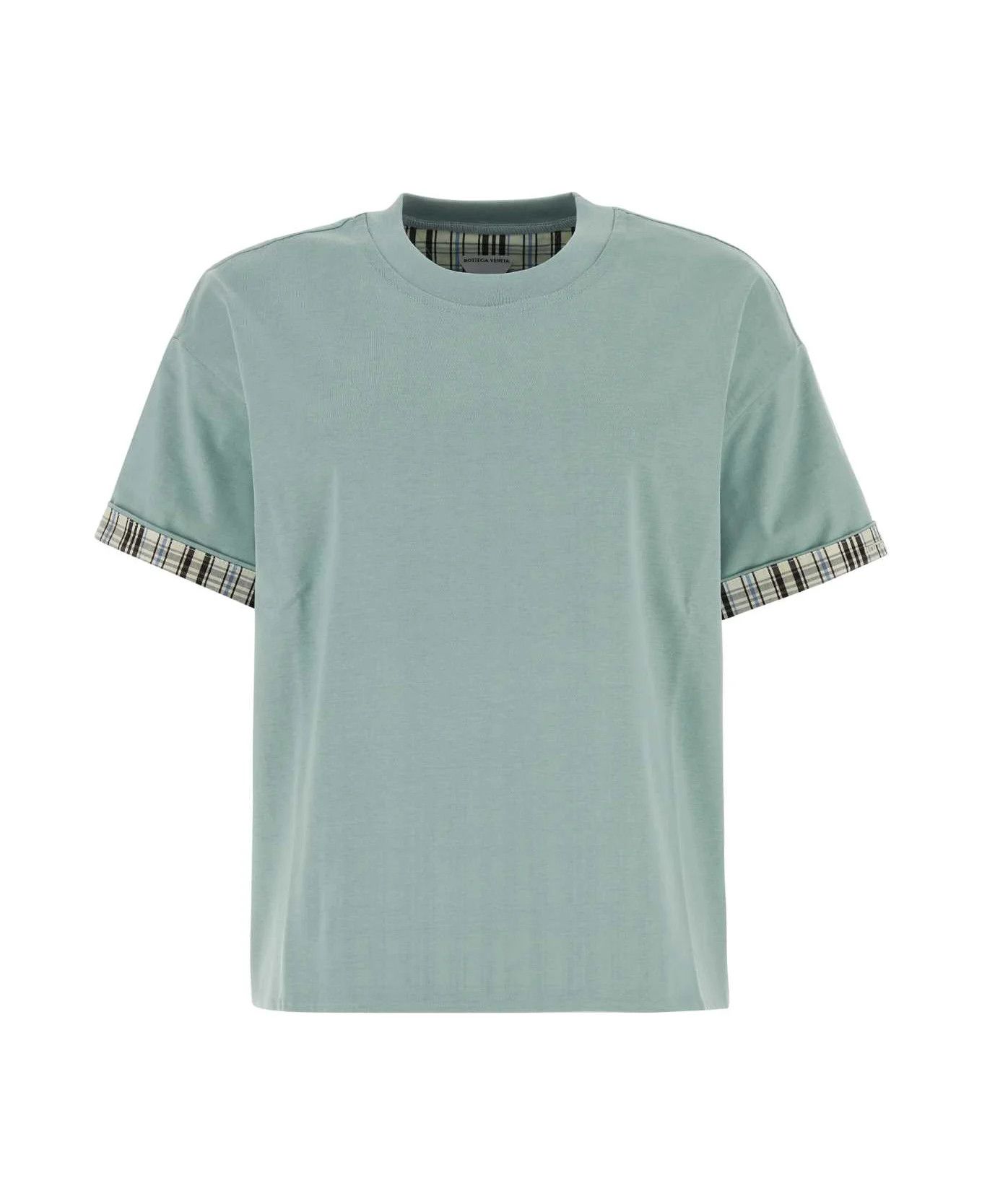 Bottega Veneta o1n1vont1225 Double Layer Checked Cotton T-Shirt in Green Size XL / US 12-14 / IT 48-50 - 1 Thumbnail