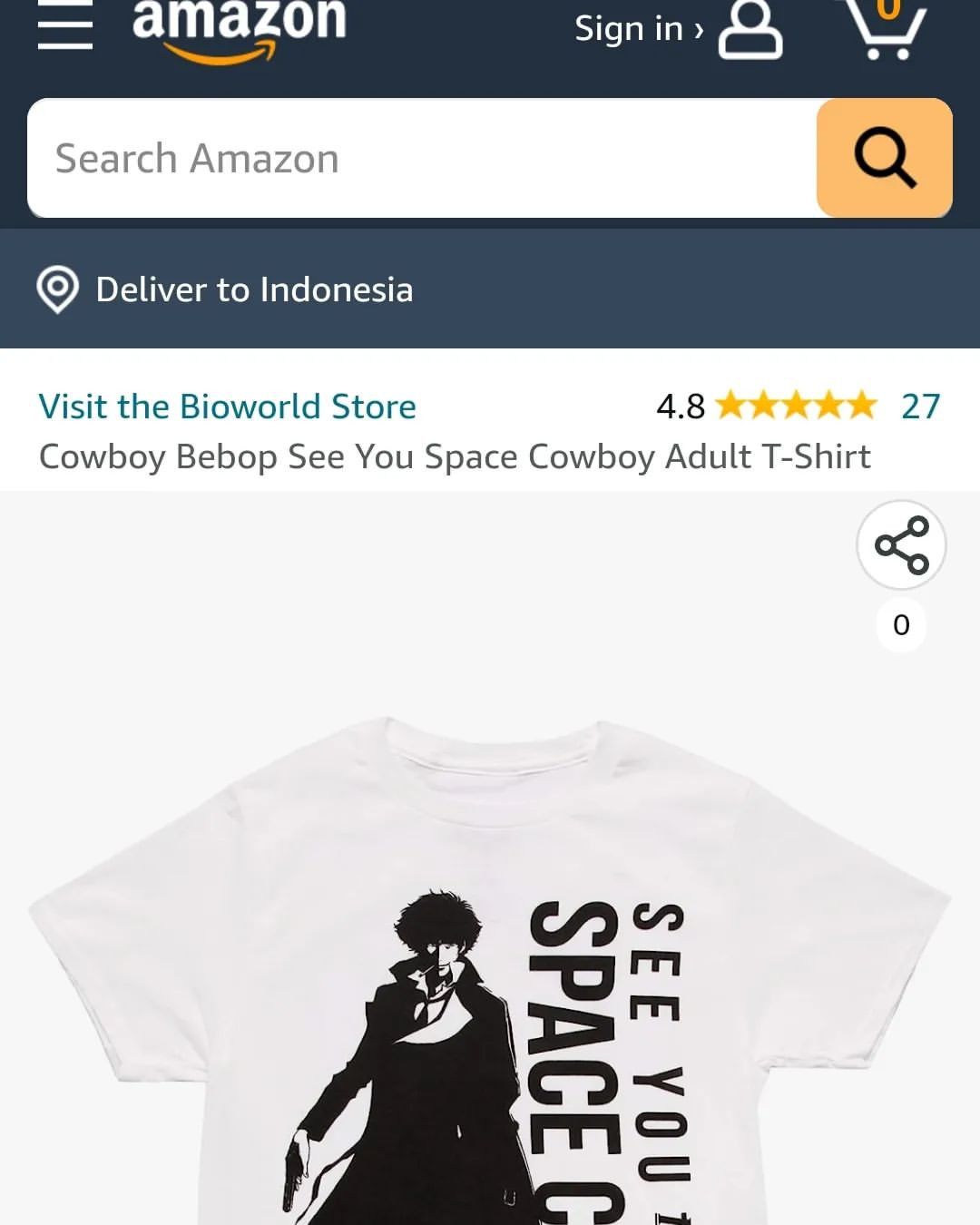 Anime × Japanese Brand Cowboy Bebop See You Space Cowboy Graphic Anime Tees Size US L / EU 52-54 / 3 - 5 Thumbnail