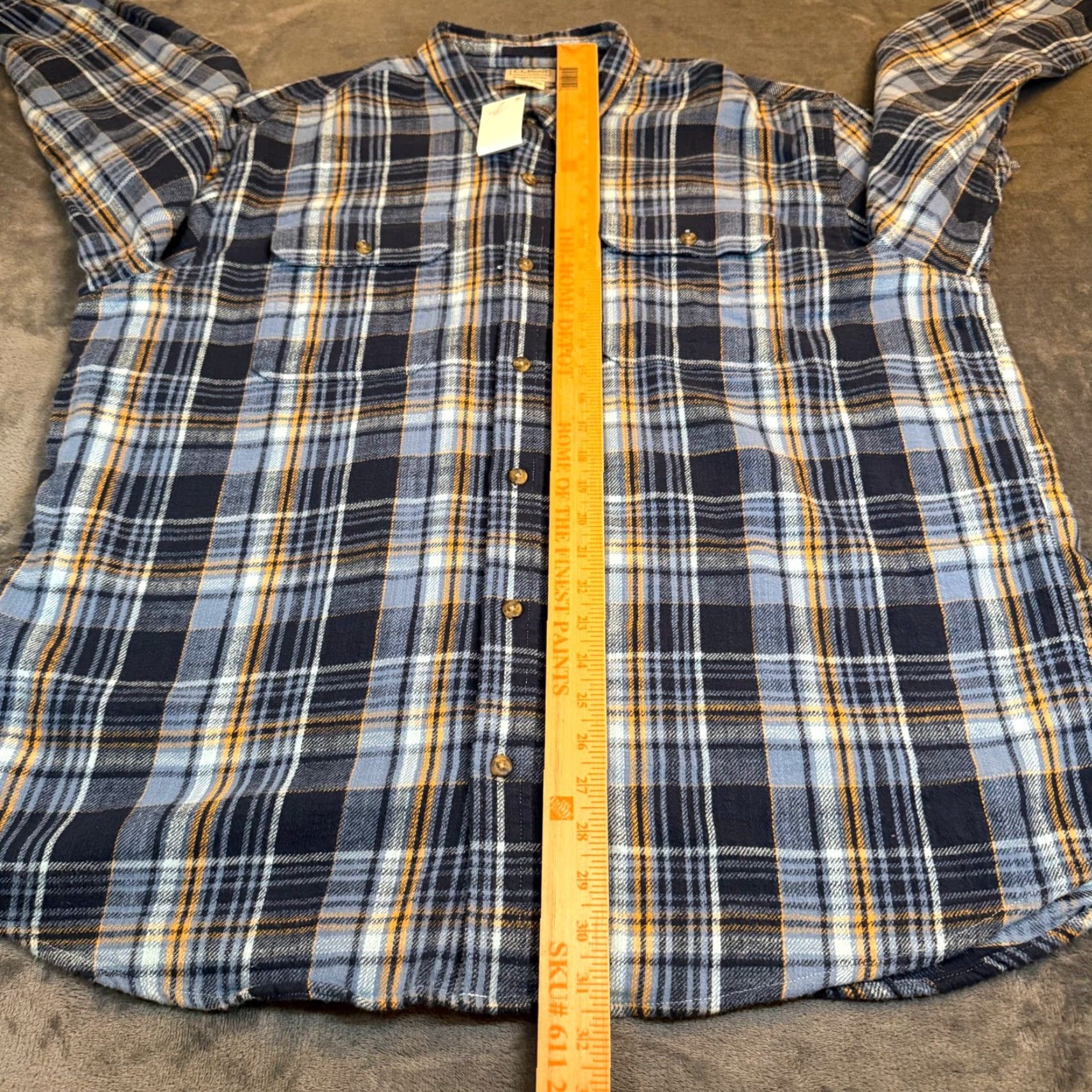 Vintage LL Bean Field Flannel Shirt Mens XXL 2XL Blue Orange Plaid Slightly Fitted Button-Up Size US XXL / EU 58 / 5 - 7 Thumbnail