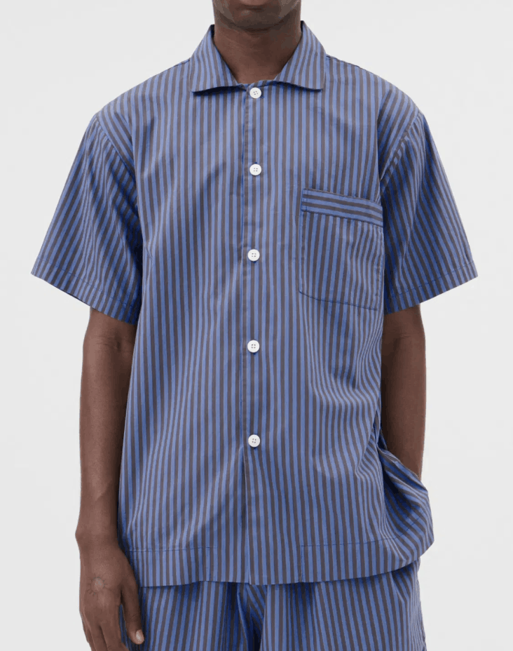 Tekla TEKLA Verneuil Stripes Poplin SS button down pajama shirt Size M / US 6-8 / IT 42-44 - 2 Thumbnail