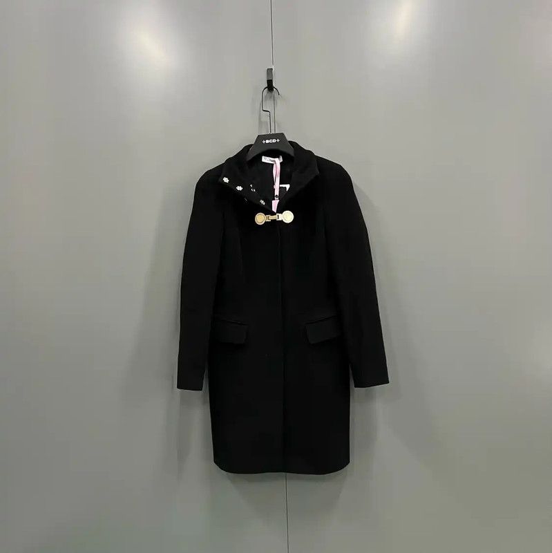 Versace Versace Women's Black Cotton Mid-Length Coat 0089 Size ONE SIZE - 1 Thumbnail