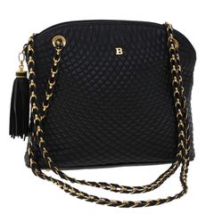 Bally, Bags, Vintage Bally Quilted Black Leather Crossbody Bag With Chain  Strap And Tassel
