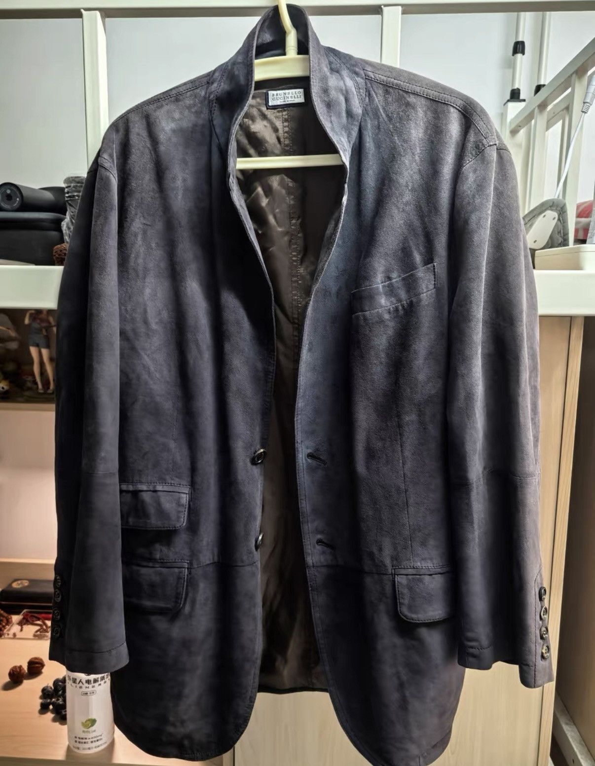 Brunello Cucinelli Brunello Cucinelli Men's Lavender-Gray Leather Jacket Size US L / EU 52-54 / 3 - 1 Thumbnail