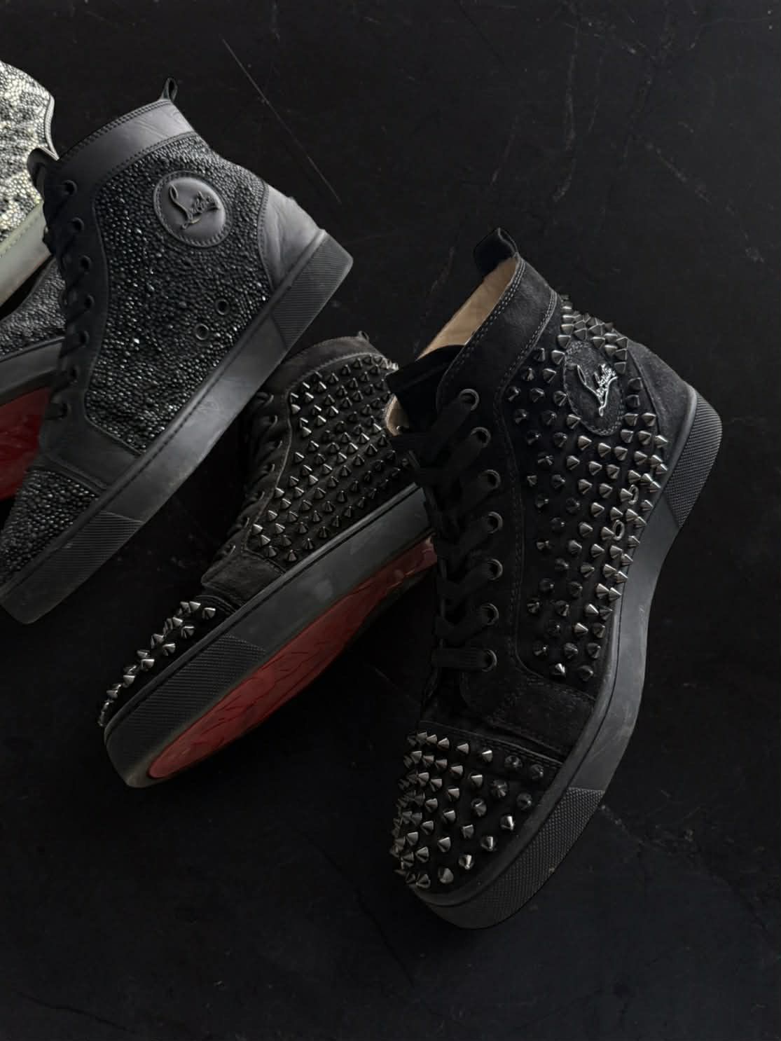 Christian Louboutin Red Bottoms by Christian Louboutin “Triple Black Spike” Size US 8 / EU 41 - 1 Thumbnail