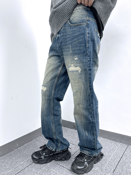 Japanese Brand × Jean American retro washed distressed casual ripped jeans Size US 34 / EU 50 - 1 Thumbnail