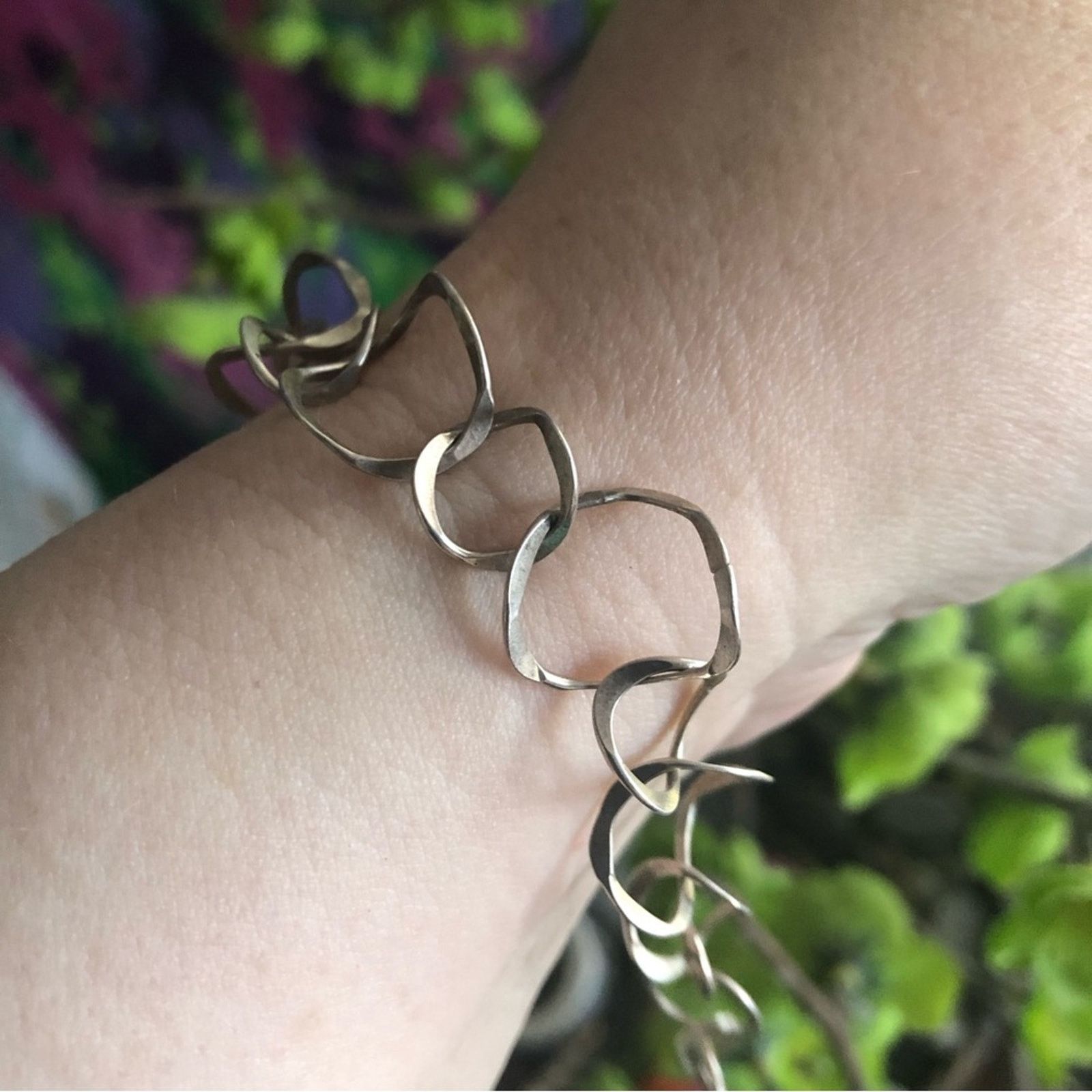 Handmade Handcrafted lightweight hammered recycled link bracelet Size ONE SIZE - 3 Thumbnail
