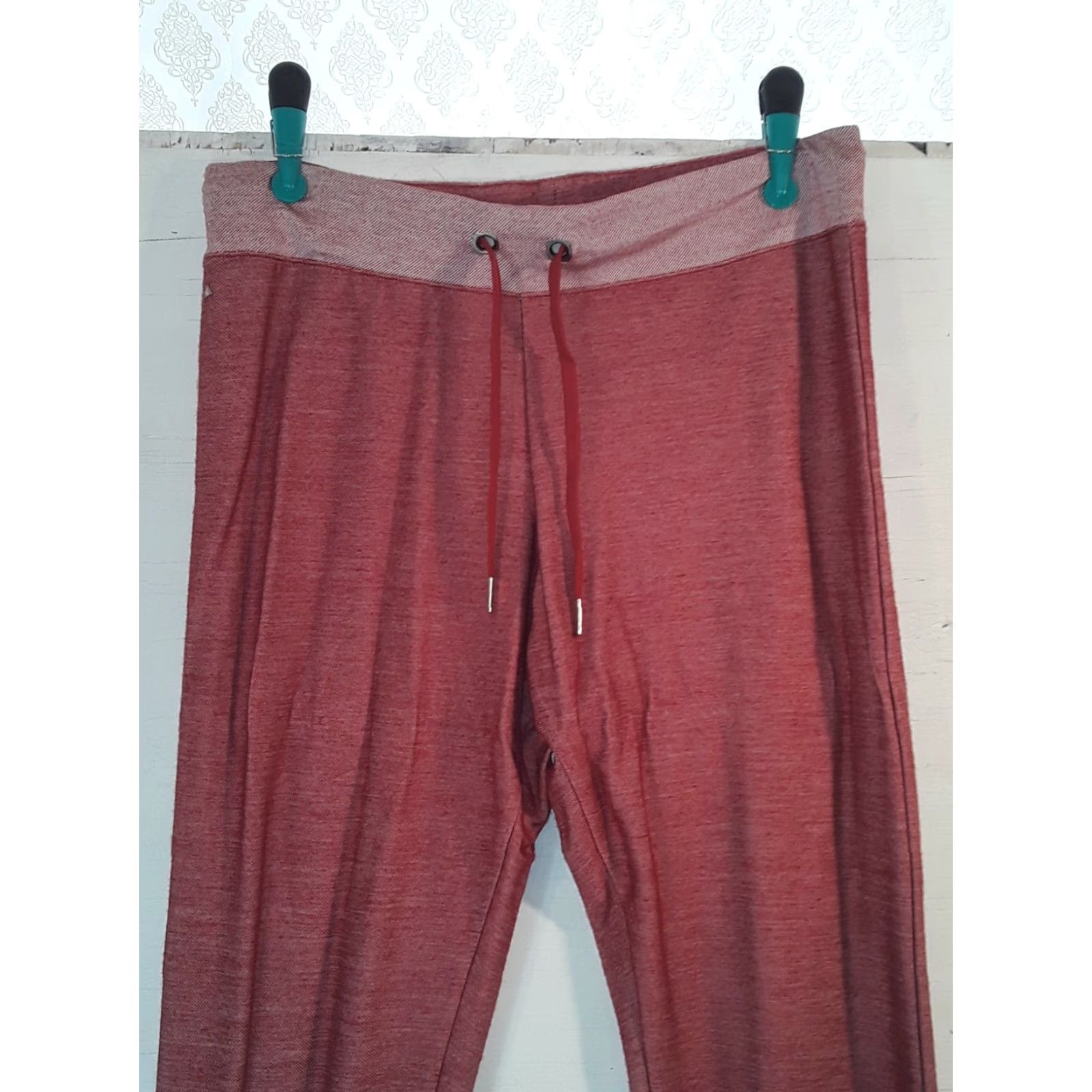 Vintage VINTAGE: no matter; 2pc outfit: Antigua red band pants set, CrossFit activewear, long sleeve top & 2 tone pants, M, Women, Red, Open neck sweatshirt? Size 32" / US 10 / IT 46 - 7 Thumbnail