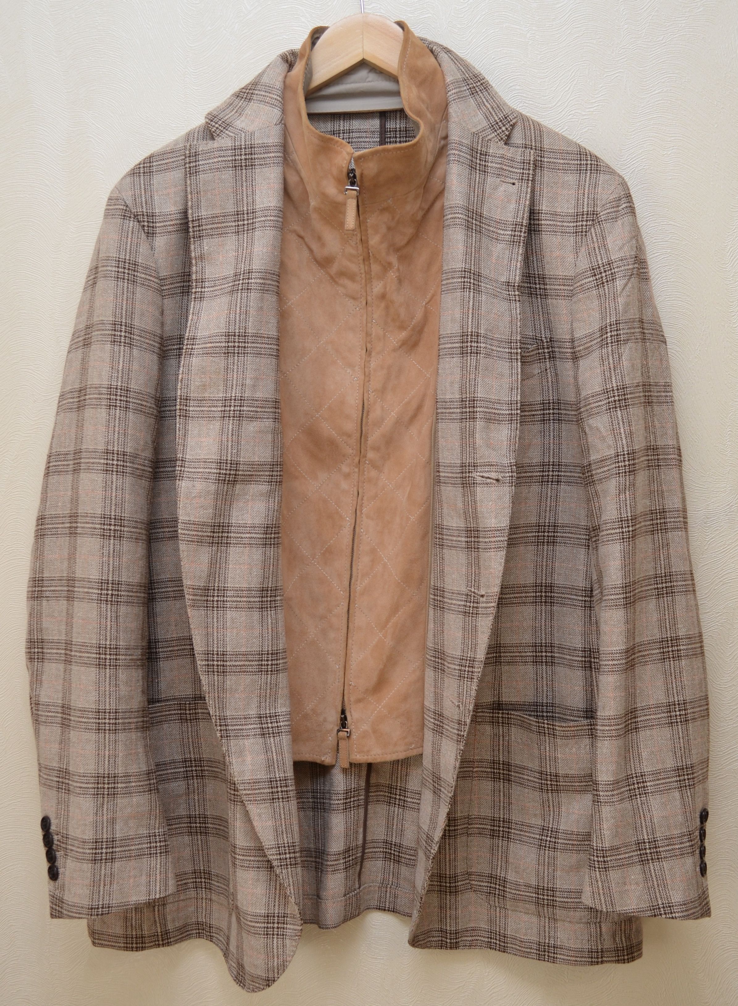 Designer × Faconnable Faconnable Blazer Jacket Unlined Check Wool EU58 US48 Size 48R - 9 Thumbnail