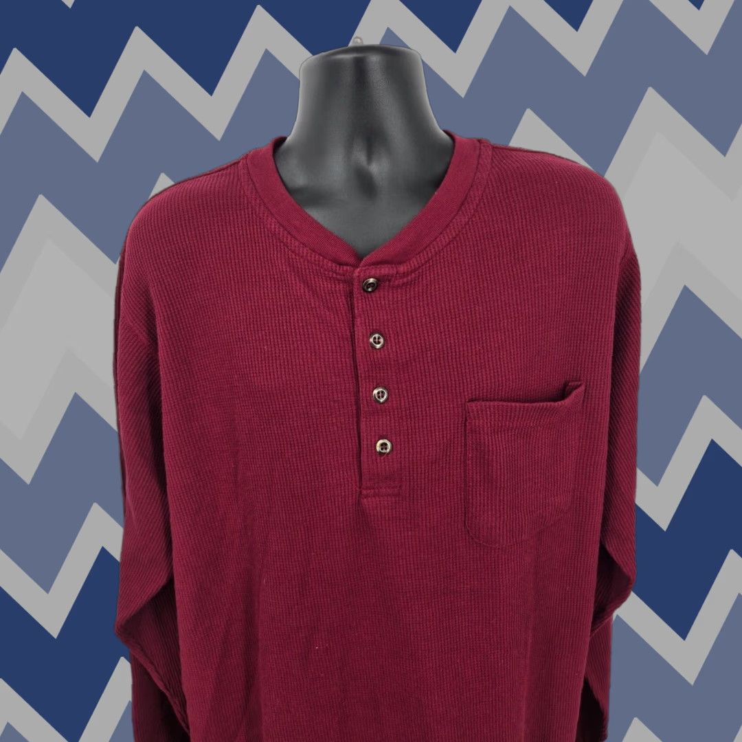 Vintage Boulder Creek Henley Shirt 2XLT Red Thermal Pocket Long Sleeve Outdoor Men Size US XXL / EU 58 / 5 - 1 Thumbnail