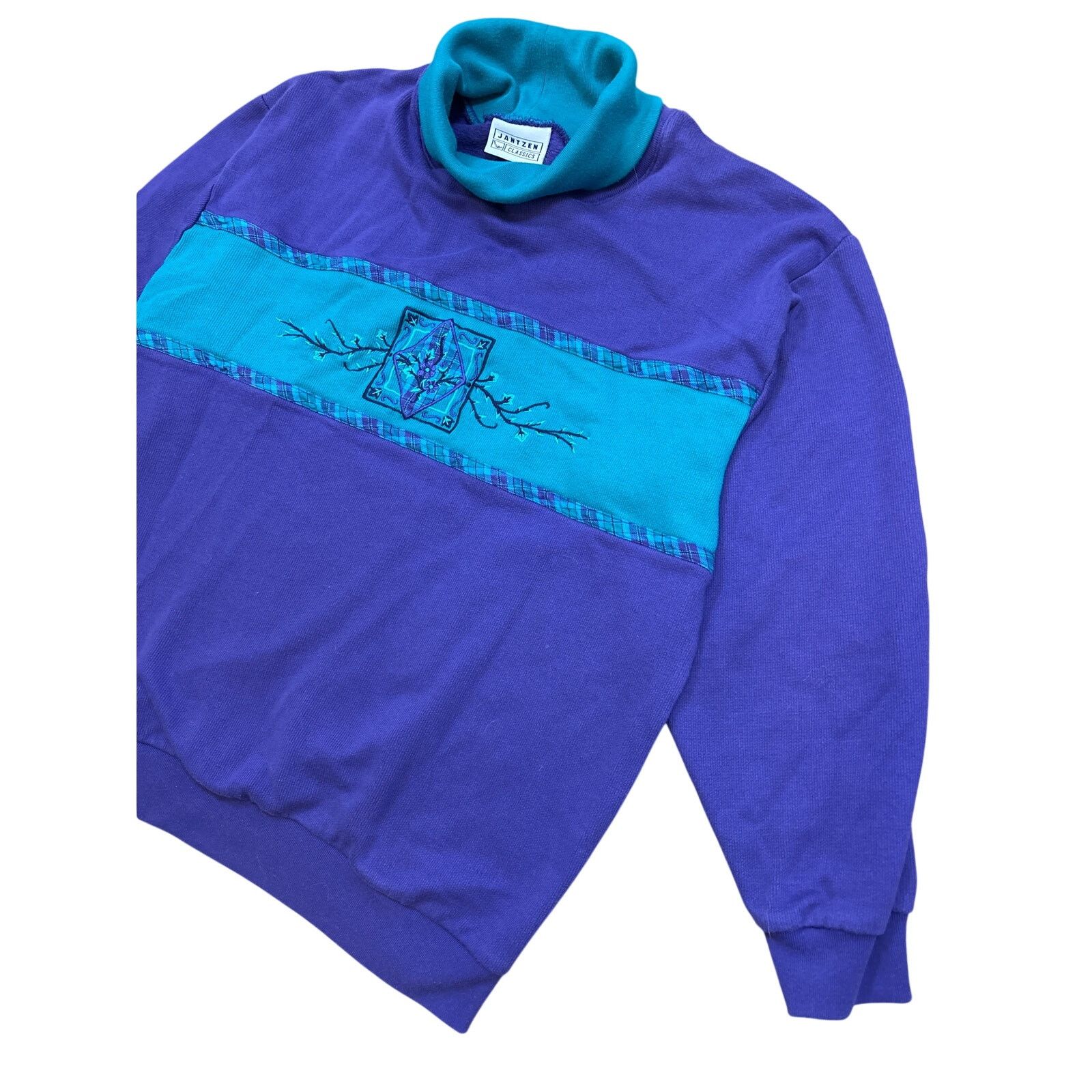 Jantzen Vintage 90s Jantzen Classics purple Turtleneck sweatshirt L Size L / US 10 / IT 46 - 4 Thumbnail