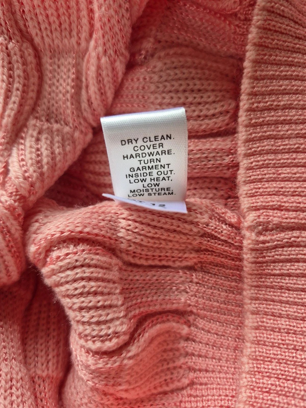 St. John Sweater Santana Cable Knit Coral Wool Blend Button Up Cardi Size L / US 10 / IT 46 - 7 Thumbnail