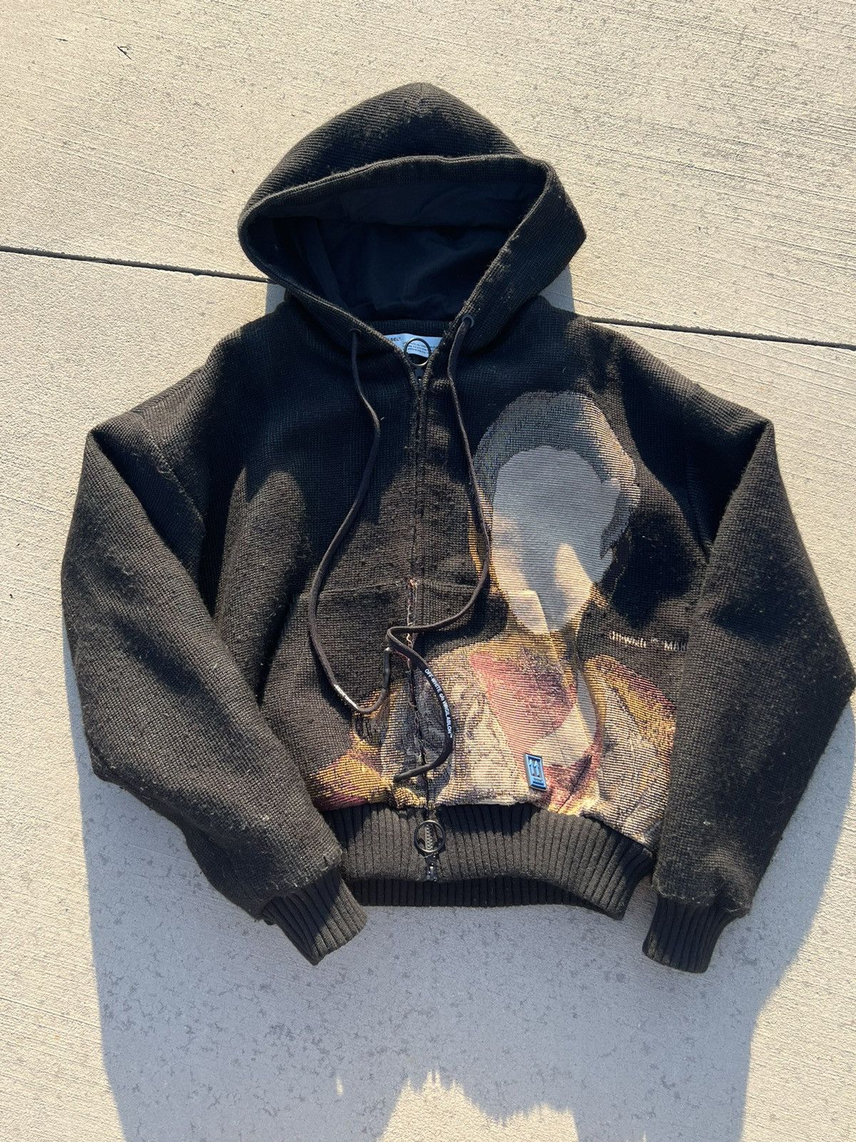 Image of Off White Off-White Ss19 Tapestry Hoodie in Black, Men's (Size XL)