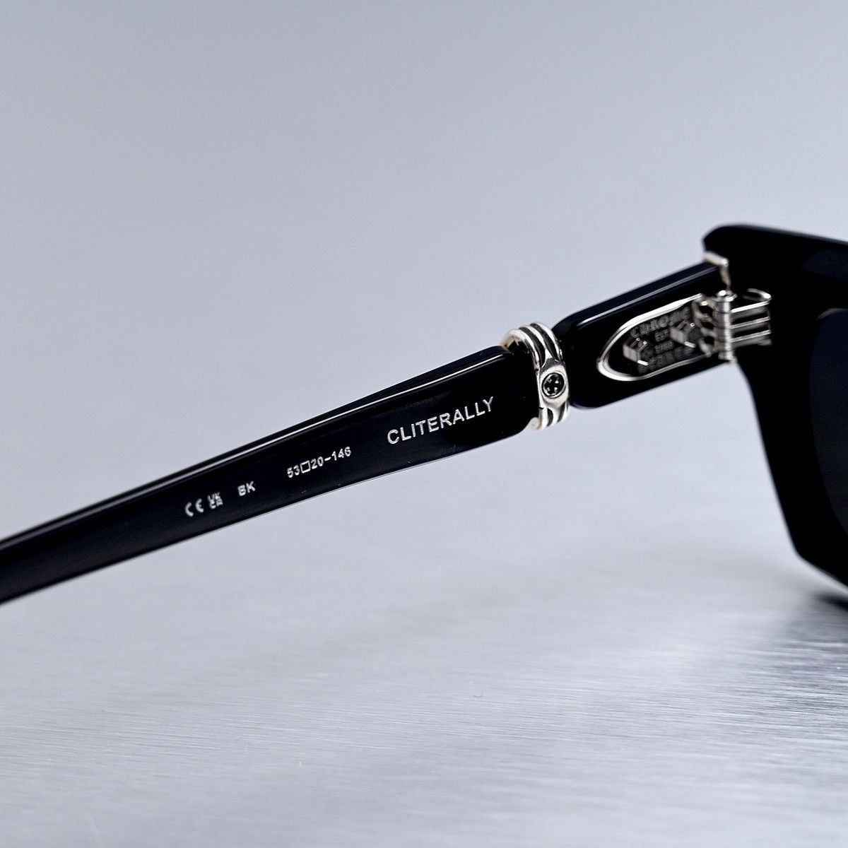 Chrome Hearts CHROME HEARTS CLITERALLY BLACK/SHINY SILVER SUNGLASSES Size ONE SIZE - 5 Thumbnail