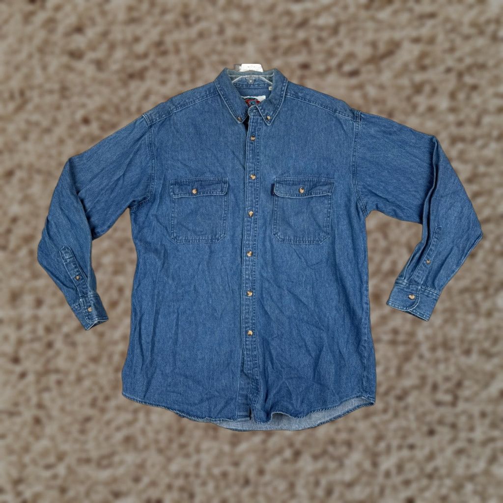 Vintage VINTAGE Protest Blues Shirt Denim Button Up Adult Large Blue 90s 100% Cotton Size US L / EU 52-54 / 3 - 1 Thumbnail