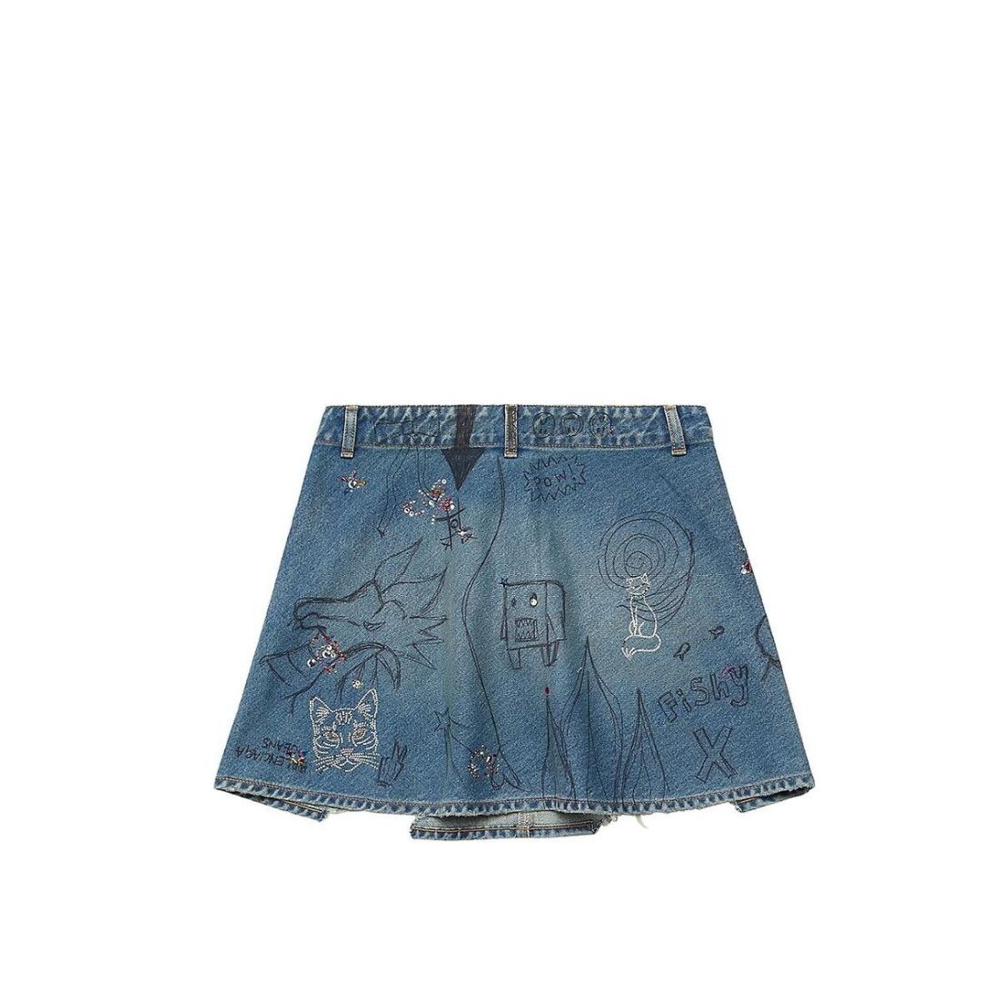 Balenciaga o1in1g0225 Trapeze Skirt in Blue Size 26" / US 2 / IT 38 - 2 Thumbnail