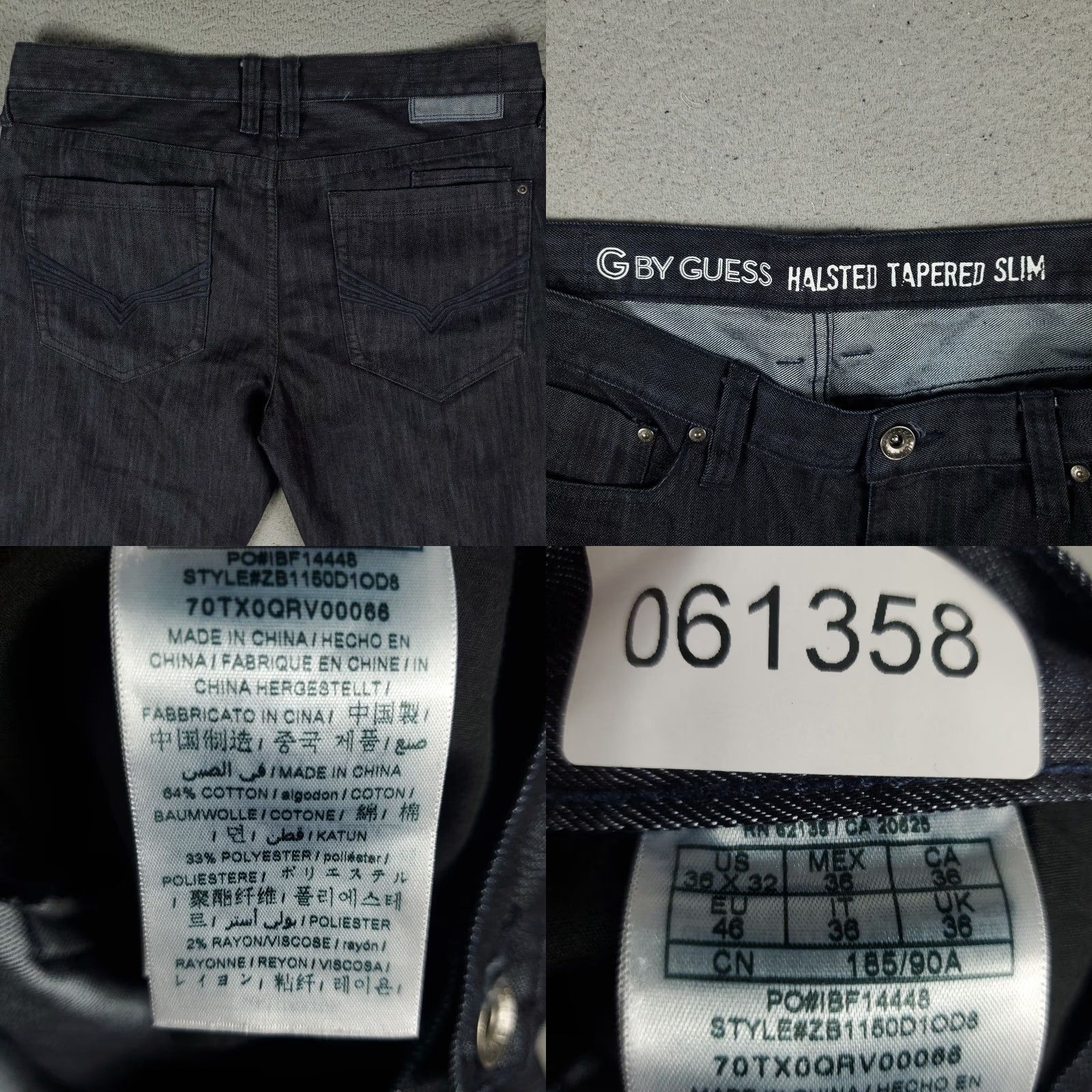 Guess VINTAGE GUESS Jeans Mens 36x32 Denim Pants Slim Tapered Straight 5-Pocket Blue Size US 36 / EU 52 - 8 Thumbnail